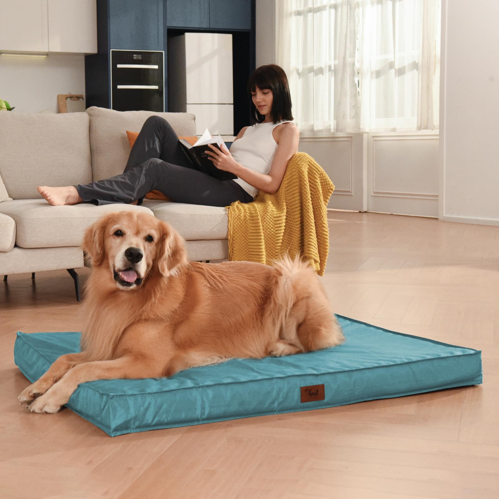 Tail Stories Outdoor Dog Bed For Medium Dogs, Waterproof Dog Crate Bed For Puppy Beds, Orthopedic Egg Crate Foam Pet Bed With Wa
