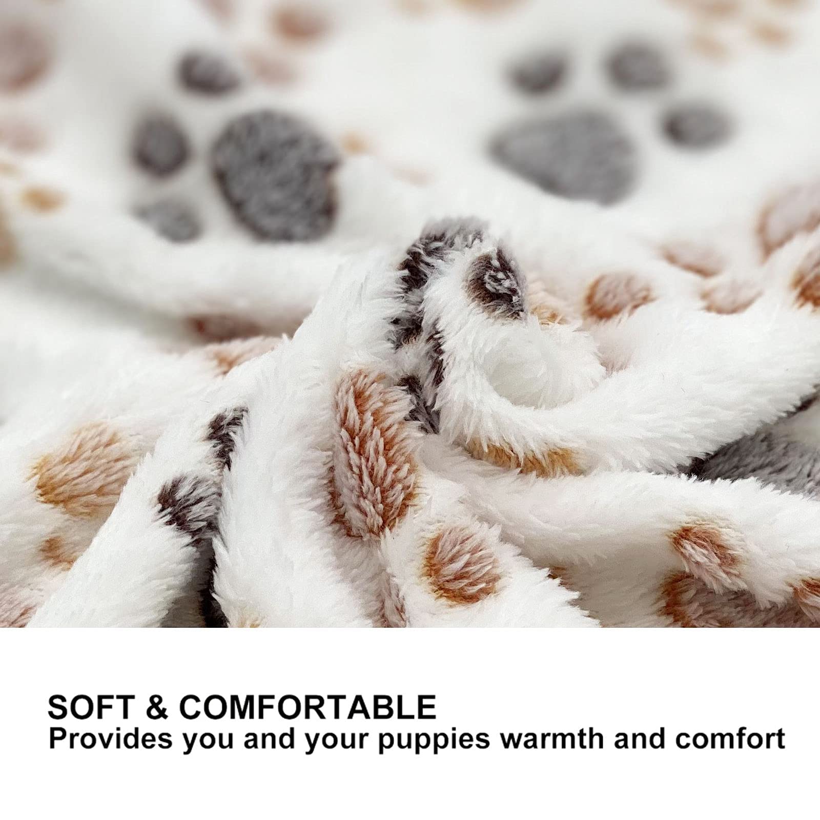 1 Pack 3 Puppy Dog Blankets Super Soft Warm Sleep Mat Fluffy Premium Fleece Pet Blanket Flannel Throw For Dog Puppy Cat - White Paw Print Large(40'X30')