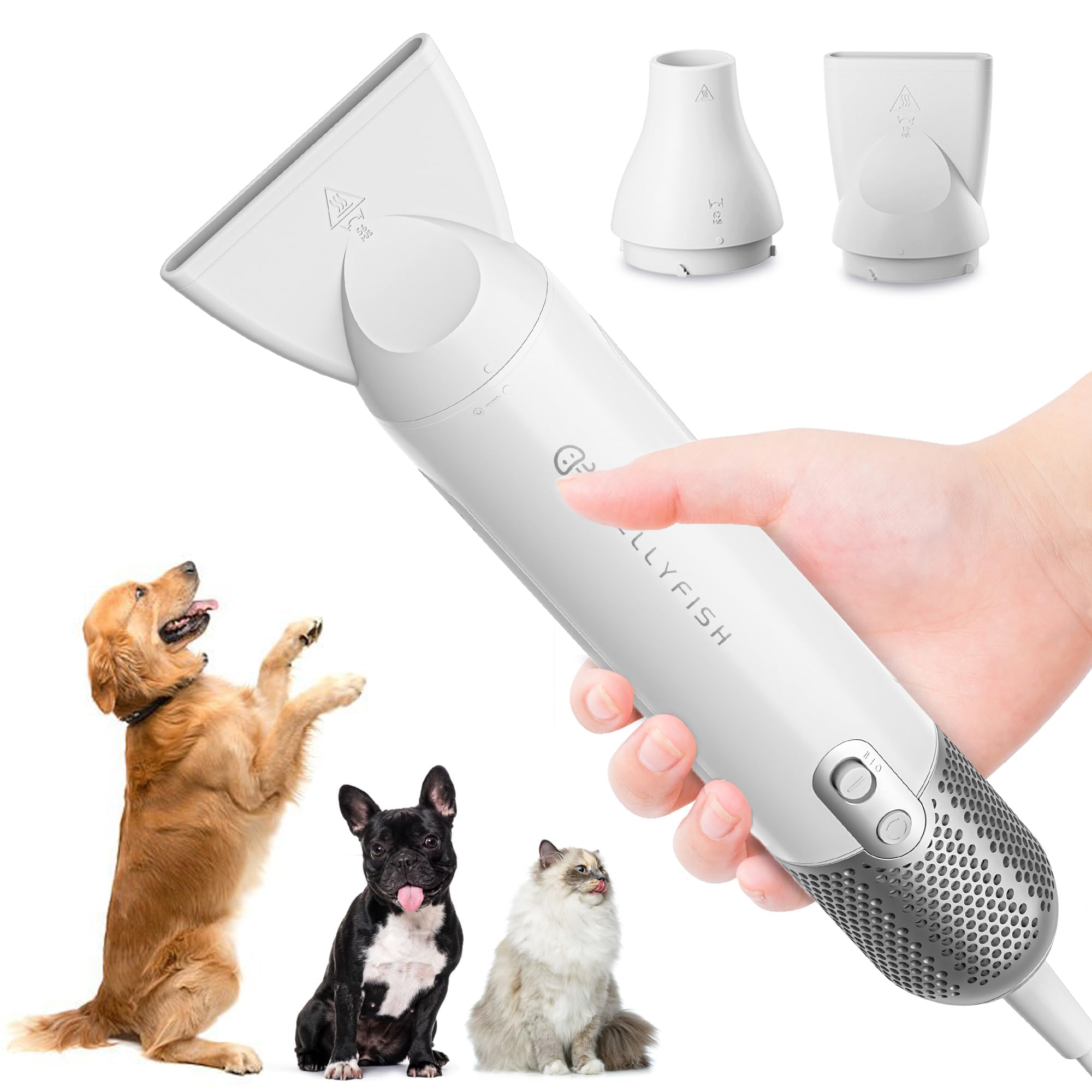Jellyfish Dog Hair Dryer Handheld Lightweight Blow Dryer, High Velocity Dog Blower For Pet Grooming 1.21 Lb, 2 Speeds, 4 Temps,P