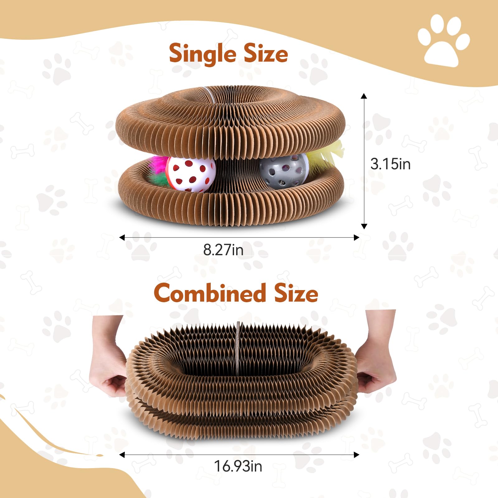 Glyvian Cat Toy 2 Pack Scratching Board Abrasion Resistant Recyclable Corrugated Cardboard Tunnel Foldable Cat Scratch Pad With
