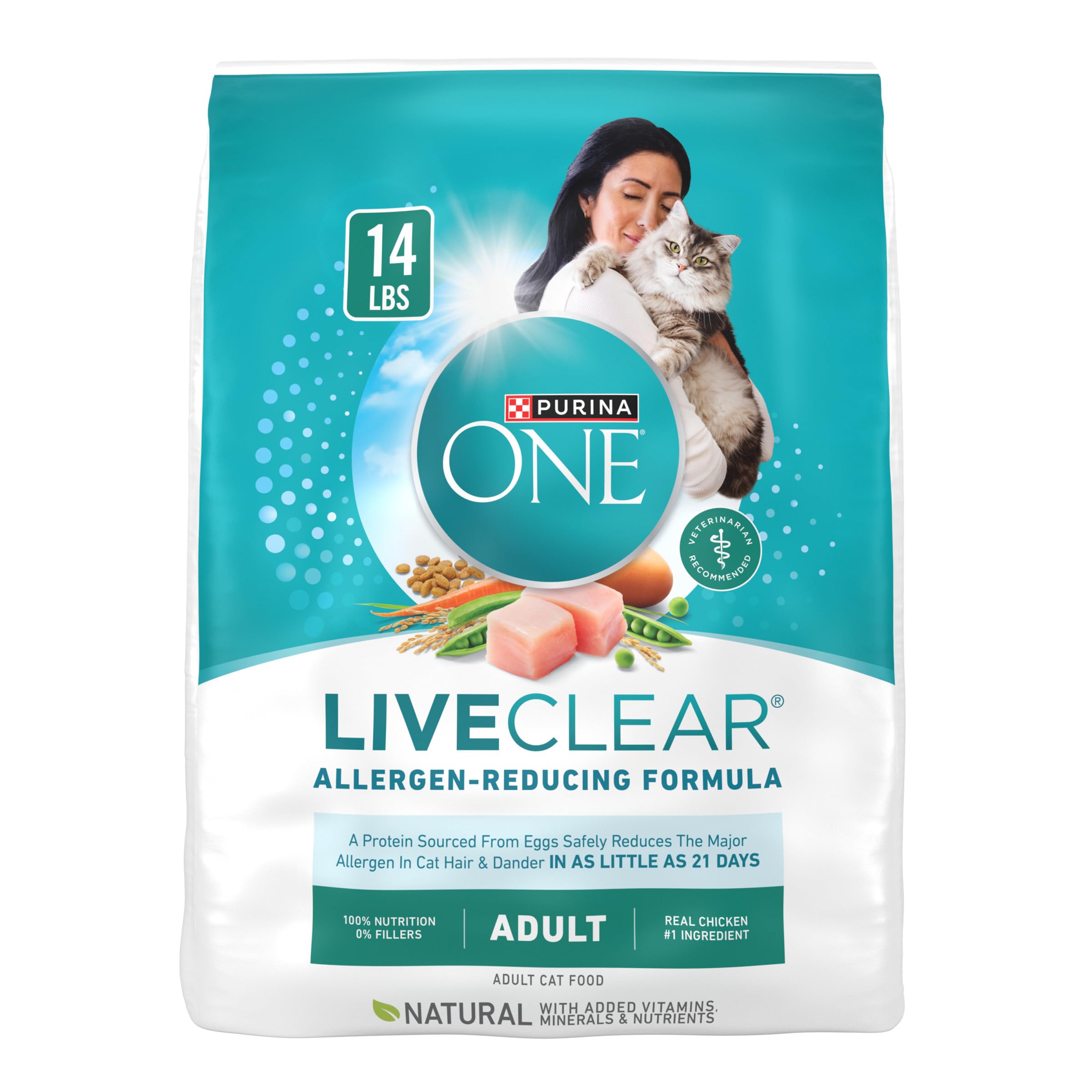 Purina ONE LiveClear Allergen-Reducing Cat Food Dry Formula with Real Chicken As The Number One Ingredient - 14 lb.