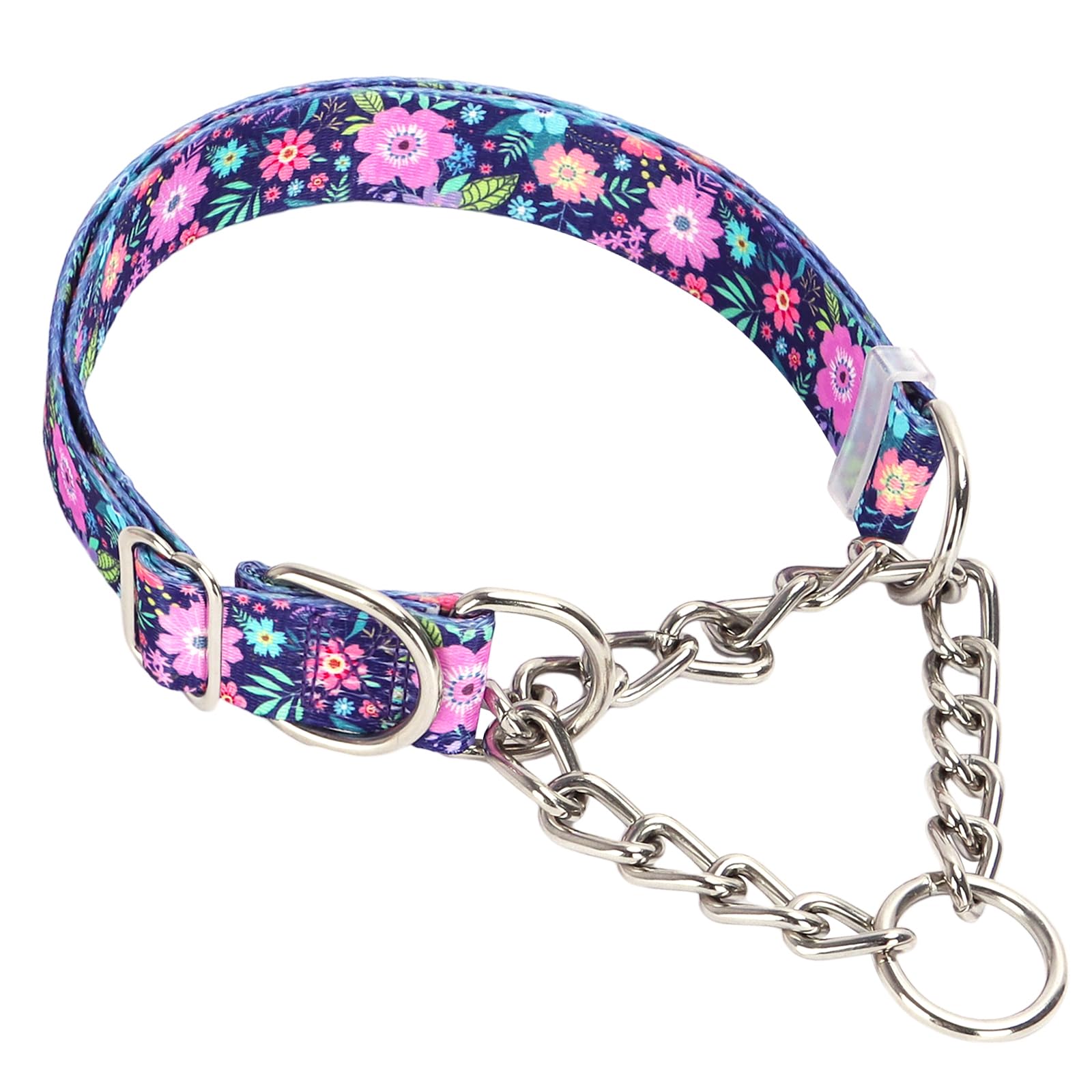 Martingale Collar For Dogs With Nylon & Steel Chain Limited Cinch Design, Bohemia Floral No Choke Dog Collar, Adjustable No Pull