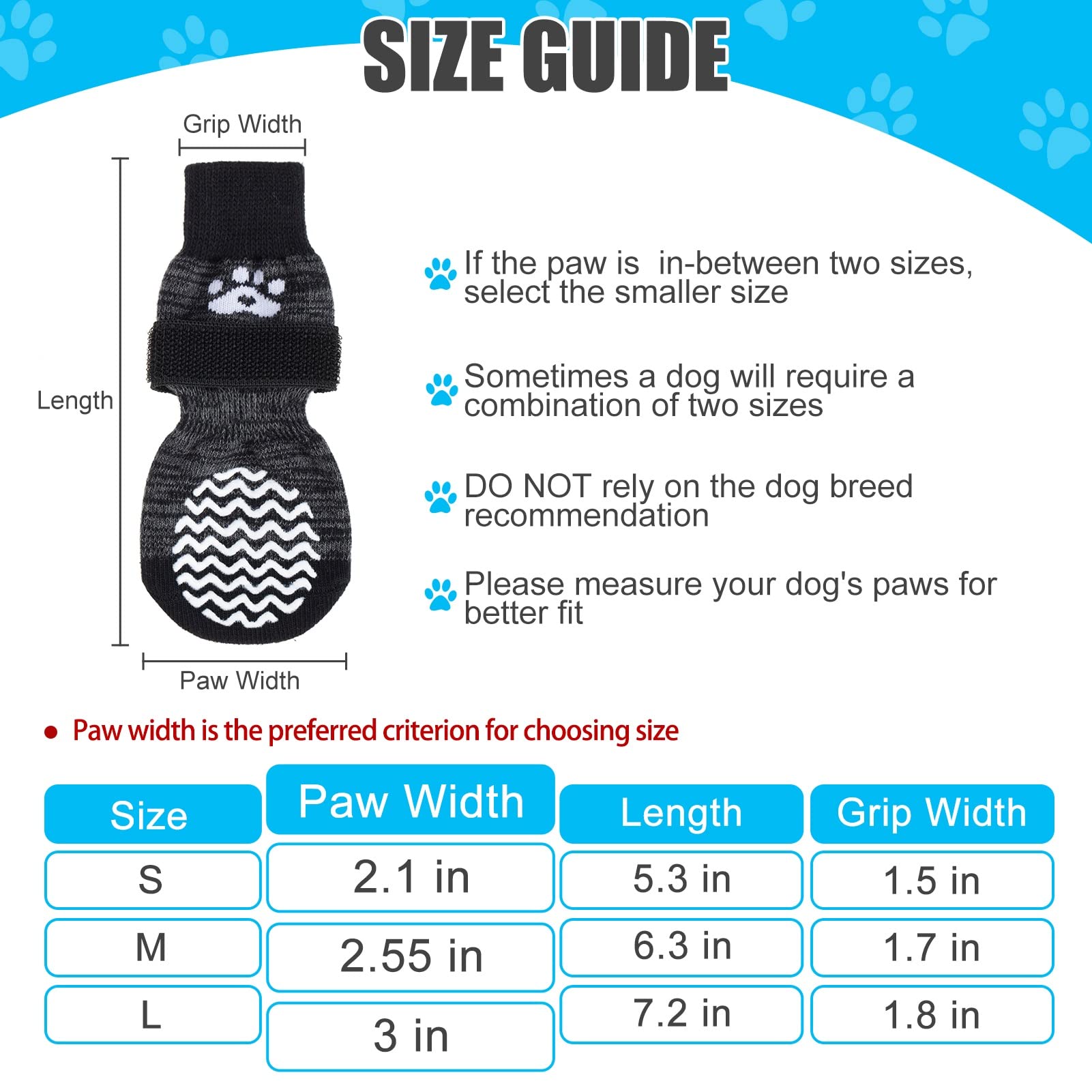 Pupteck Double Side Non-Slip Dog Socks For Hardwood Floors - 3 Pais Anti-Shedding Pet Grip Socks With Adjustable Magic Straps For Small Medium Large Doggies To Prevent Licking