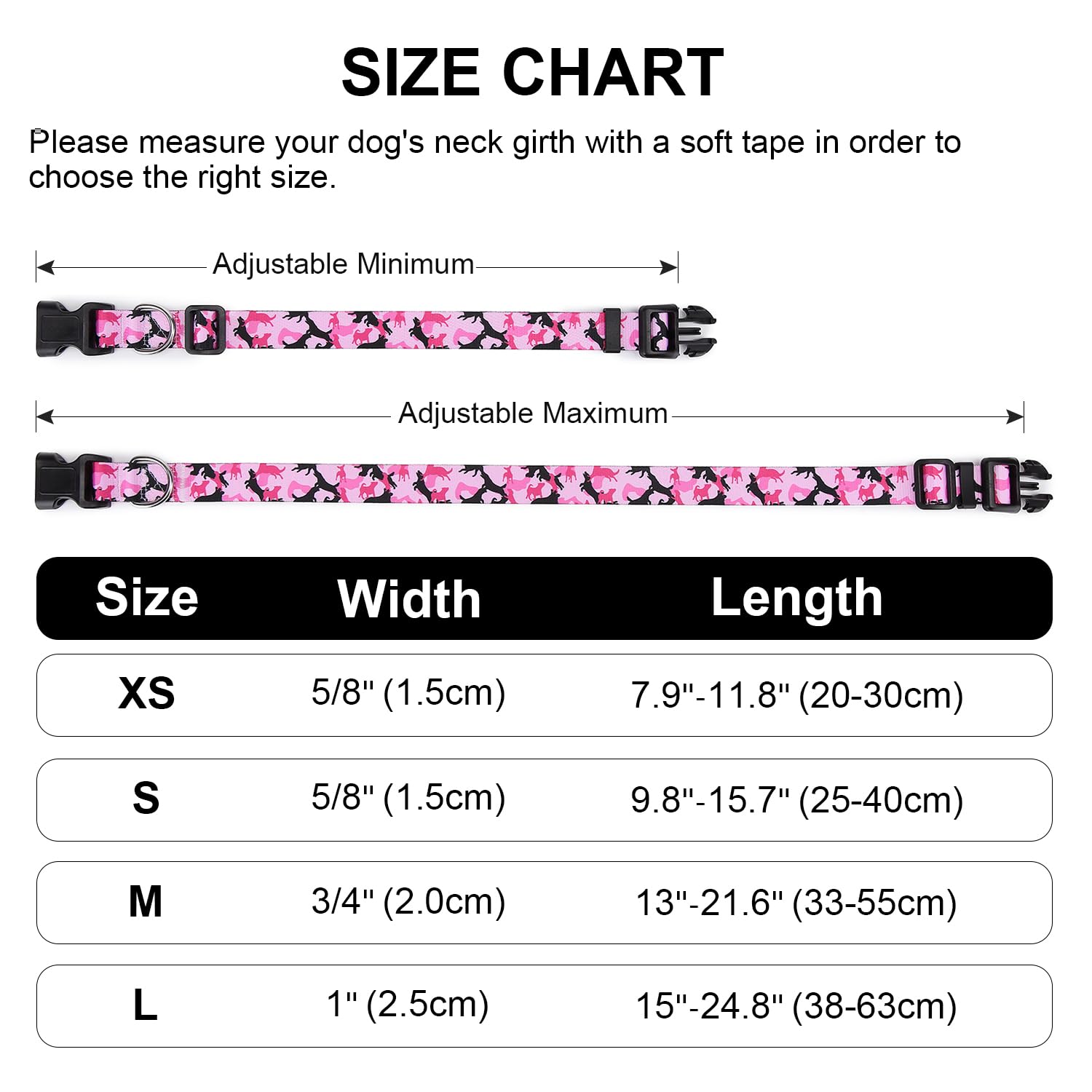 Mercano Adjustable Dog Collar - Special Design Patterns, Soft Nylon Comfortable Durable Pet Collar For Small Medium Large Dogs (M, Dog Camouflage Pink)