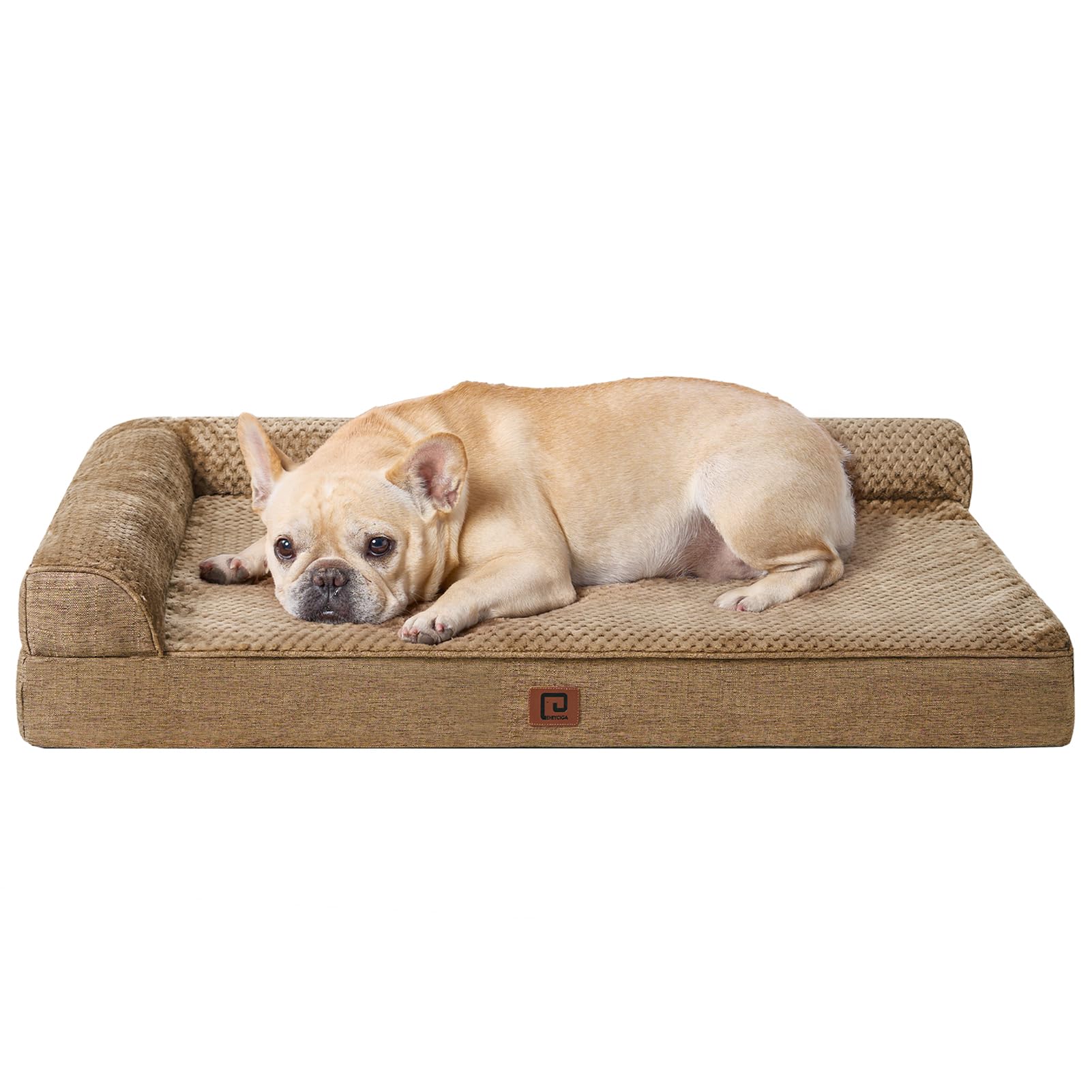 Eheyciga Memory Foam Orthopedic Dog Bed Medium Size Dog With Waterproof Lining, Washable Dog Couch Bed With Removable Cover And Nonskid Bottom For Crate Pet Sofa Bed, 30X20 Inches, Camel