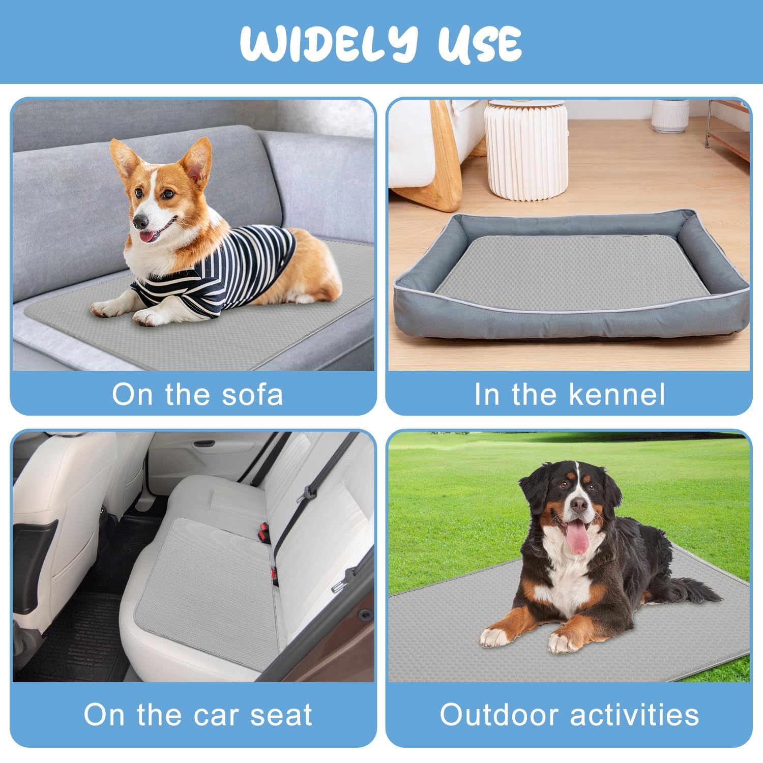 Summer Dog Cooling Mat Washable Ice Silk Self Cool Pad For Small Medium Large Dogs And Cats, Pet Sleeping Pad For Crate, Bed, In