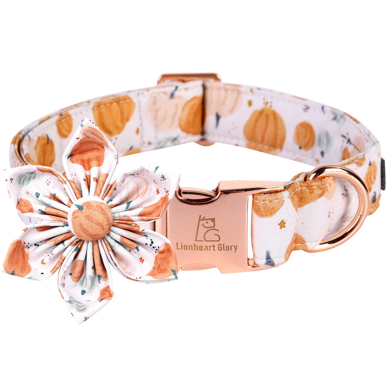 Lionheart Glory Premium Dog Collars, Dog Collar With Flower Heavy Duty Adjustable Halloween Dog Collar With Flower For Small Dogs