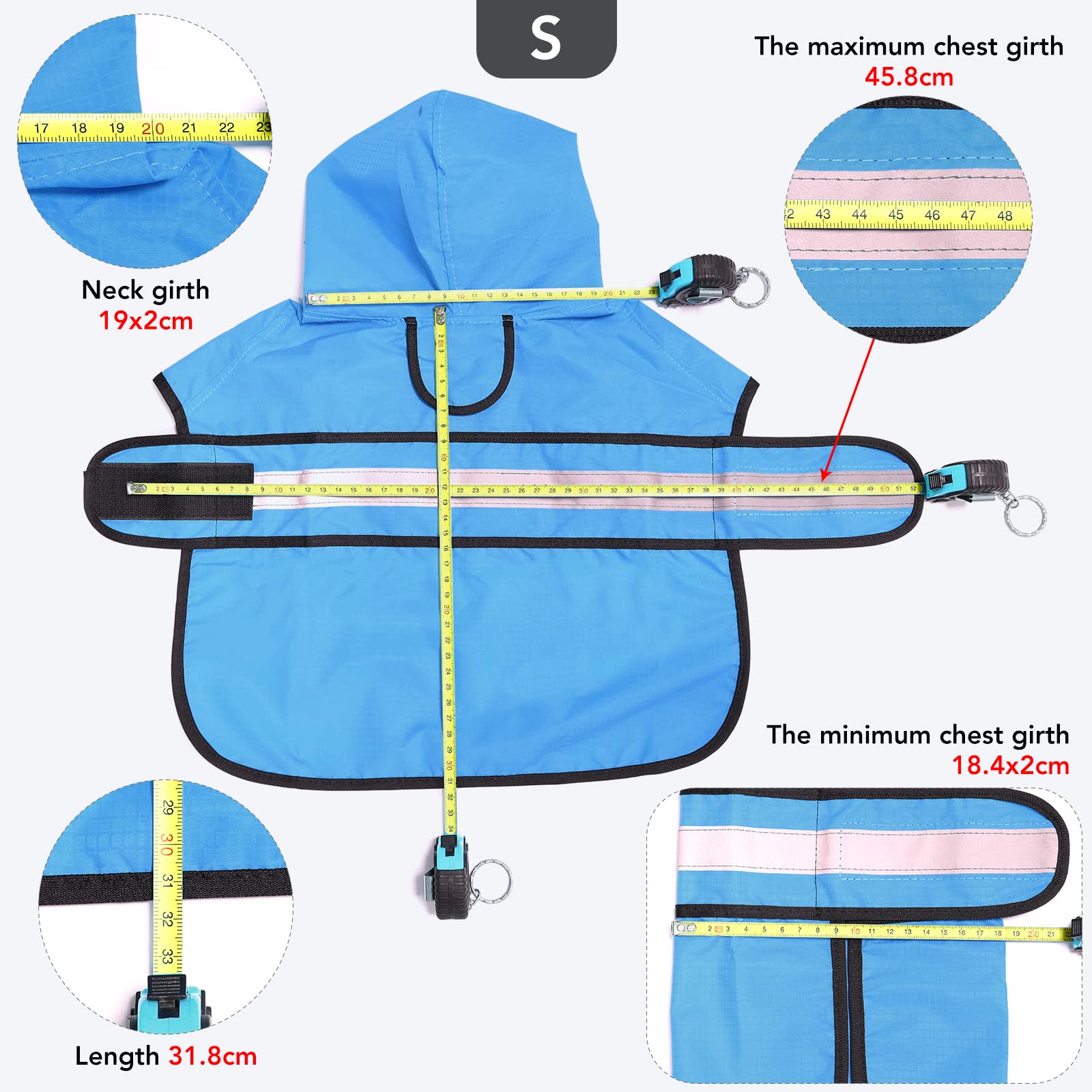 Ezierfy Waterproof Reflective Dog Raincoats - Adjustable Puppy Rain Coat Jacket, Lightweight Dog Hooded Slicker Raincoats Poncho