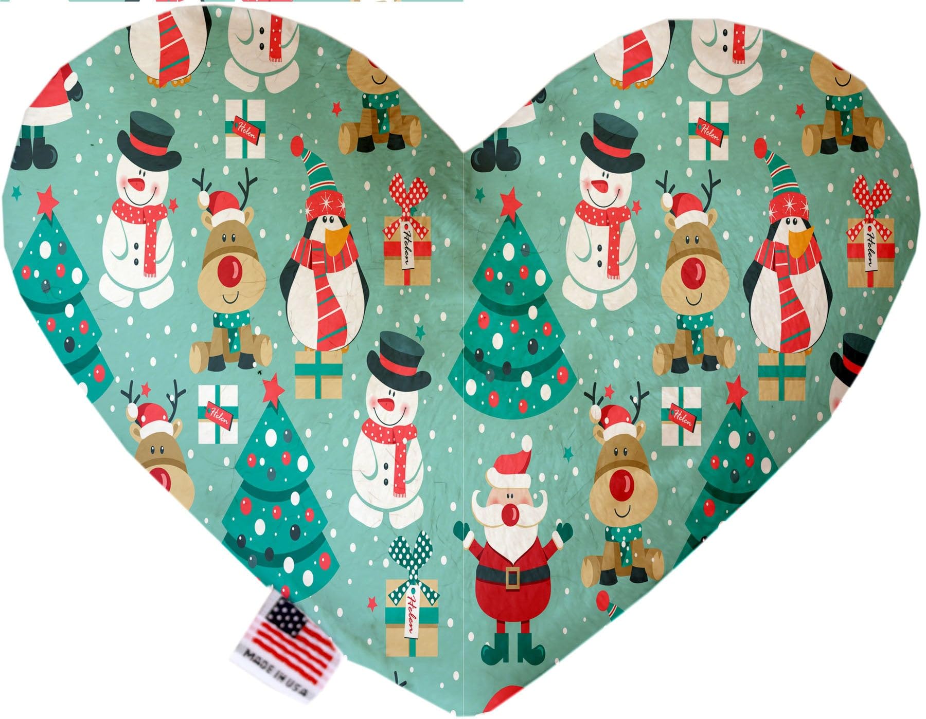 Christmas Pet and Dog Plush Heart or Bone Toy, "Holiday Friends Group" (Available in different sizes, and 7 different patterns!) Christmas T Rex 10" Plush Bone