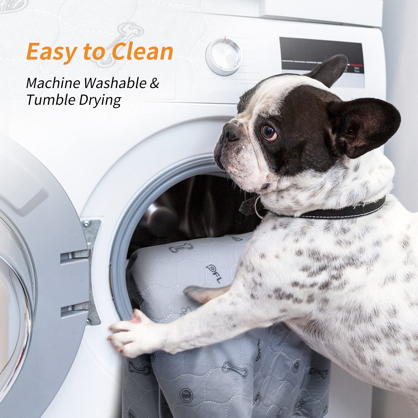 Dog Pee Pad Washable 65X48 Large, Fast Absorption Reusable Puppy Pads, Waterproof Pet Training Pads,Non-Slip Bone Print Whelping