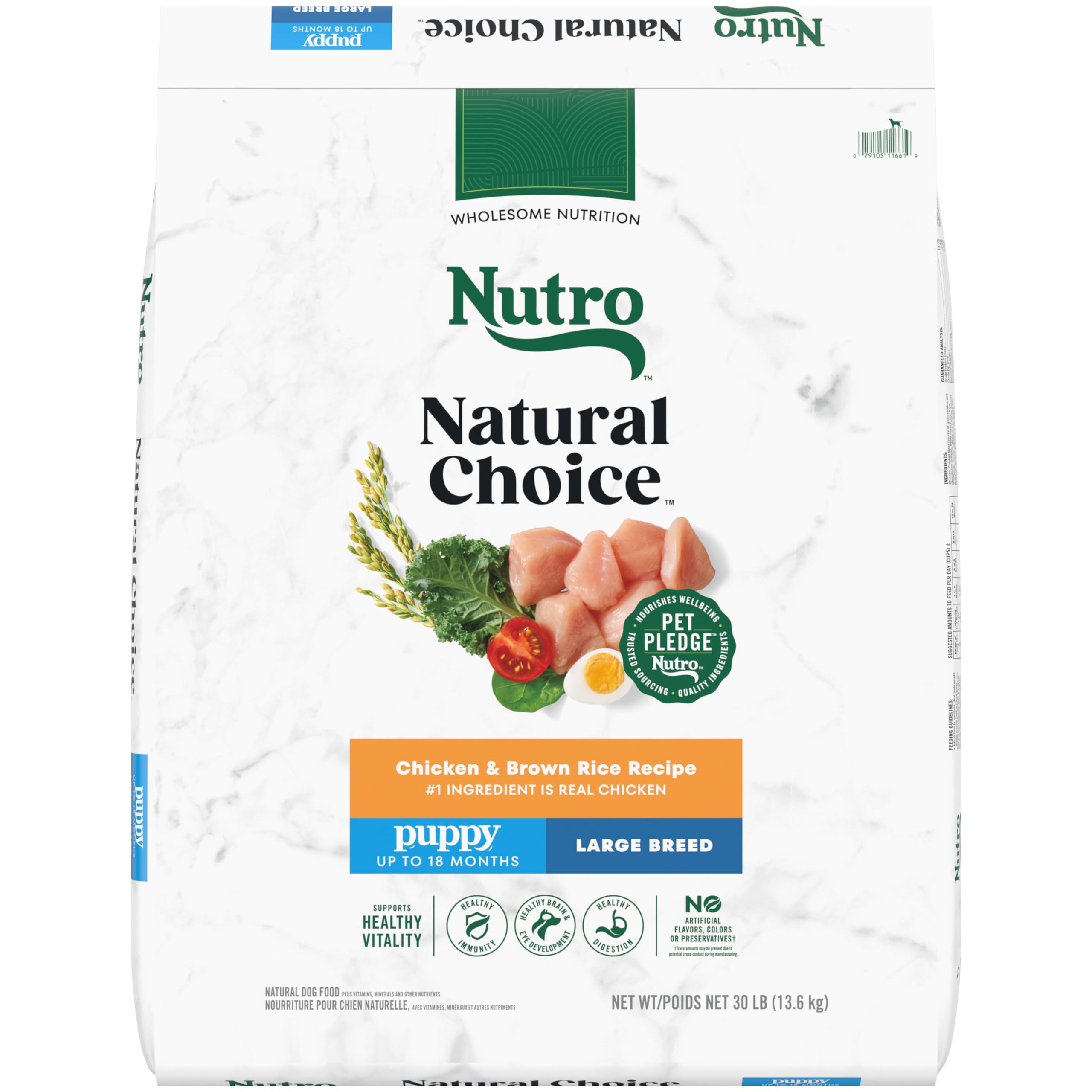 NUTRO NATURAL CHOICE Large Breed Puppy Dry Dog Food, Chicken & Brown Rice Recipe Dog Kibble, 30 lb. Bag