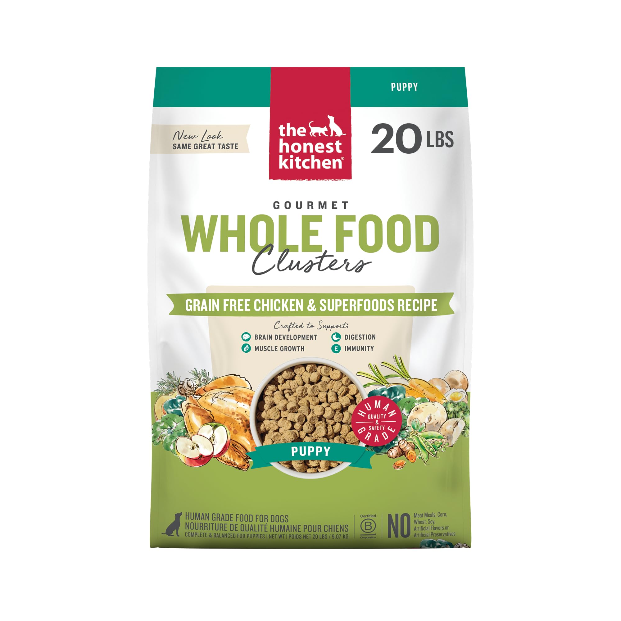 The Honest Kitchen Whole Food Clusters Puppy Grain Free Chicken Dry Dog Food, 20 lb Bag