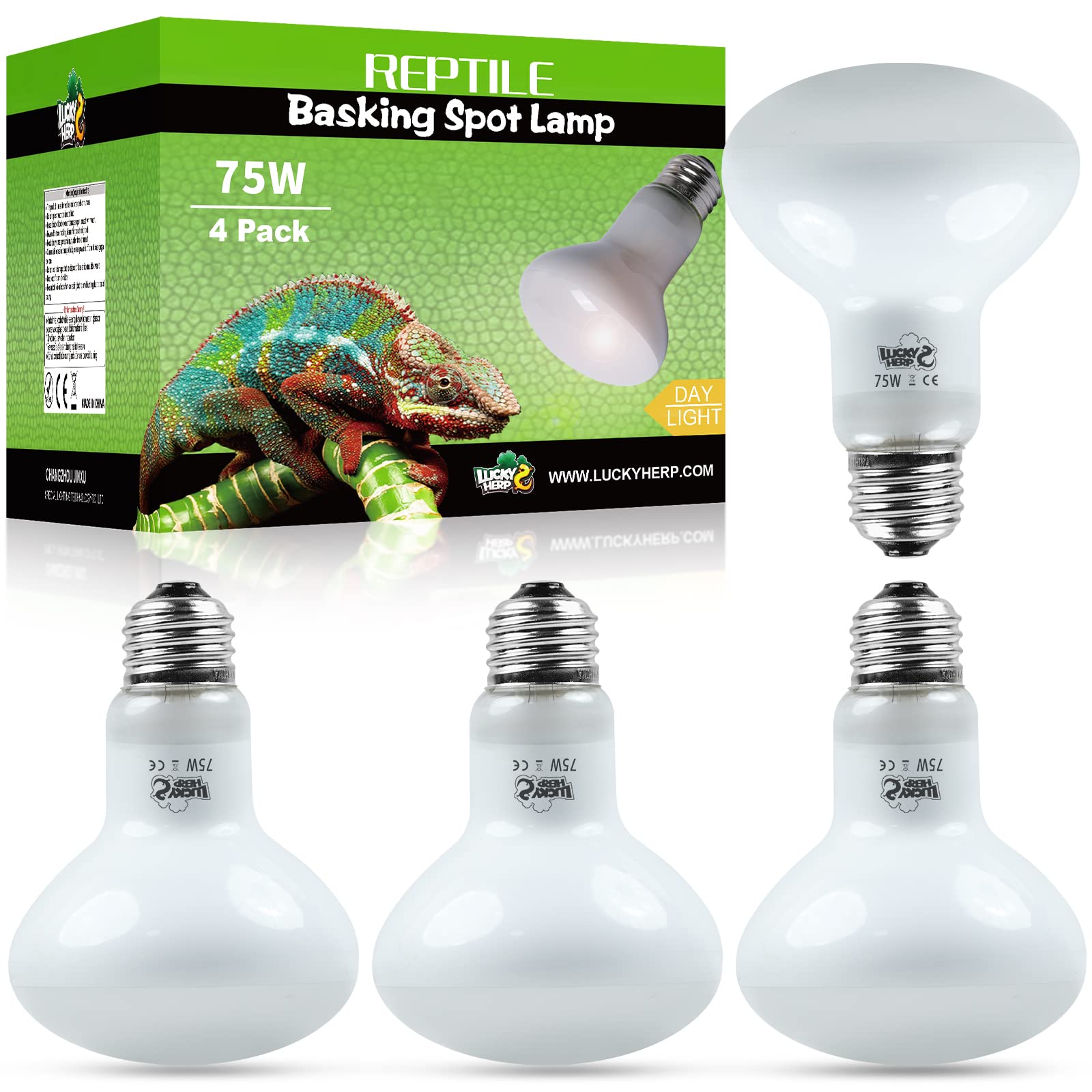 LUCKY HERP 4 Pack 100W Reptile Heat Lamp Bulb (2nd Gen), Amphibian Basking Light Bulb, Reptile Daylight Bulb for Turtle, Bearded