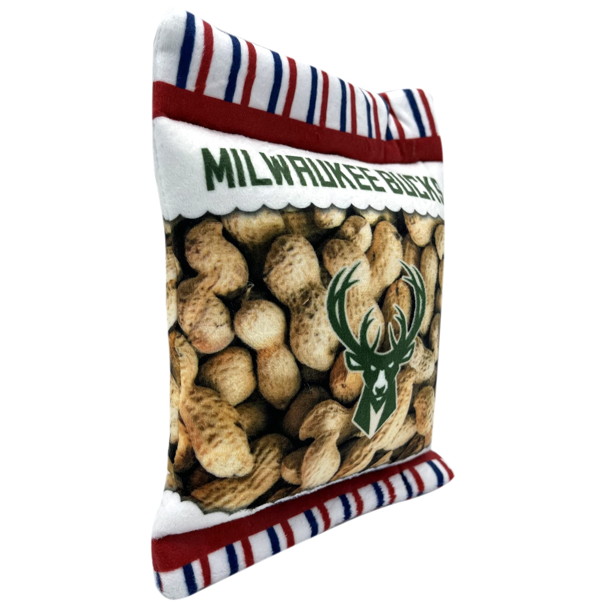 Pets First Nba Milwaukee Bucks Crinkle Fine Plush Dog & Cat Squeak Toy - Cutest Stadium Peanuts Snack Plush Toy For Dogs & Cats