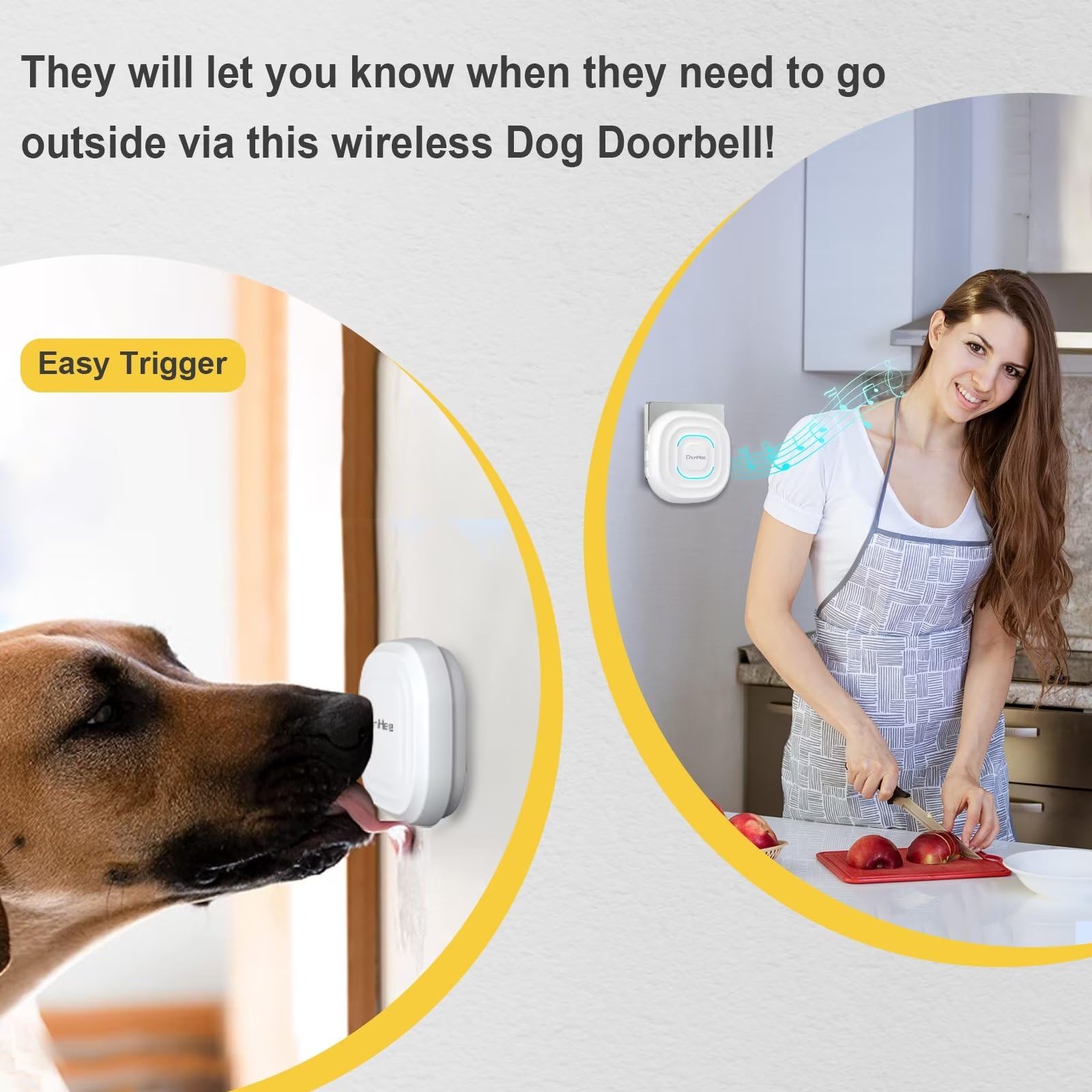 Chunhee Smart Dog Door Bell Wireless Puppy Doorbell For Potty Training, Dog Bells To Go Outside,Bell For Dogs To Ring To Go Potty [New 2024]