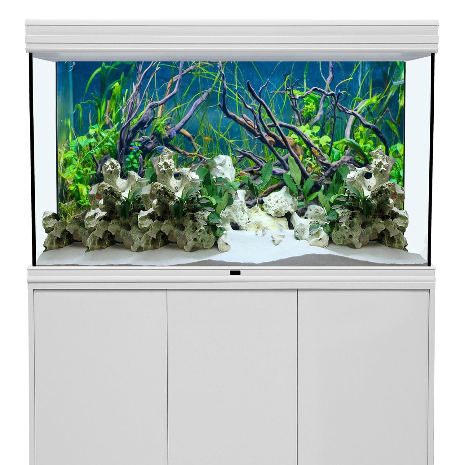 Awert 36X20 Inches Tropical Fish Tank Background River Bed & Lake Aquatic Plant Undersea Tree Branch Aquarium Background Vinyl