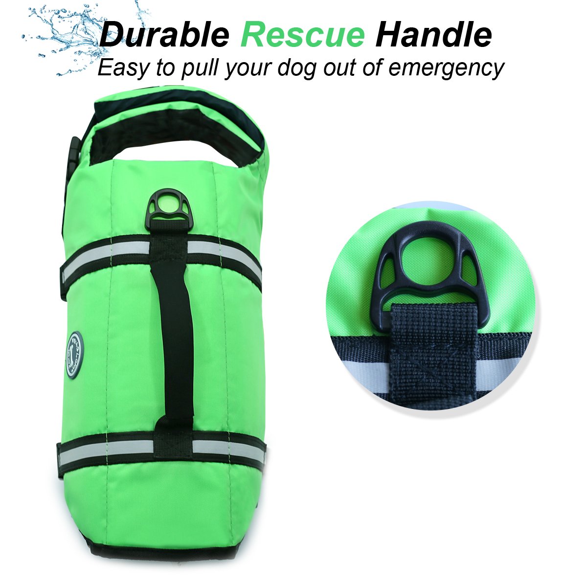 Vivaglory Ripstop Dog Life Jacket, Reflective & Adjustable Life Vest For Dogs With Rescue Handle For Swimming & Boating, Bright