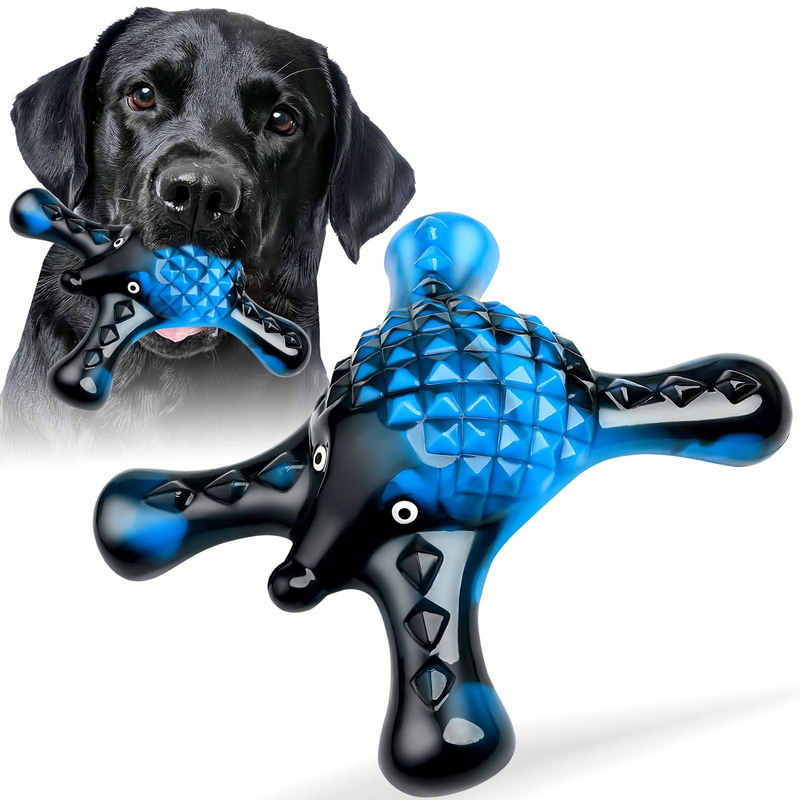 Ouilter Dog Toys For Aggressive Chewers, Nylon Indestructible Toy For Medium Large Dogs, Hedgehog-Shaped Chew Toys With Bacon Fl