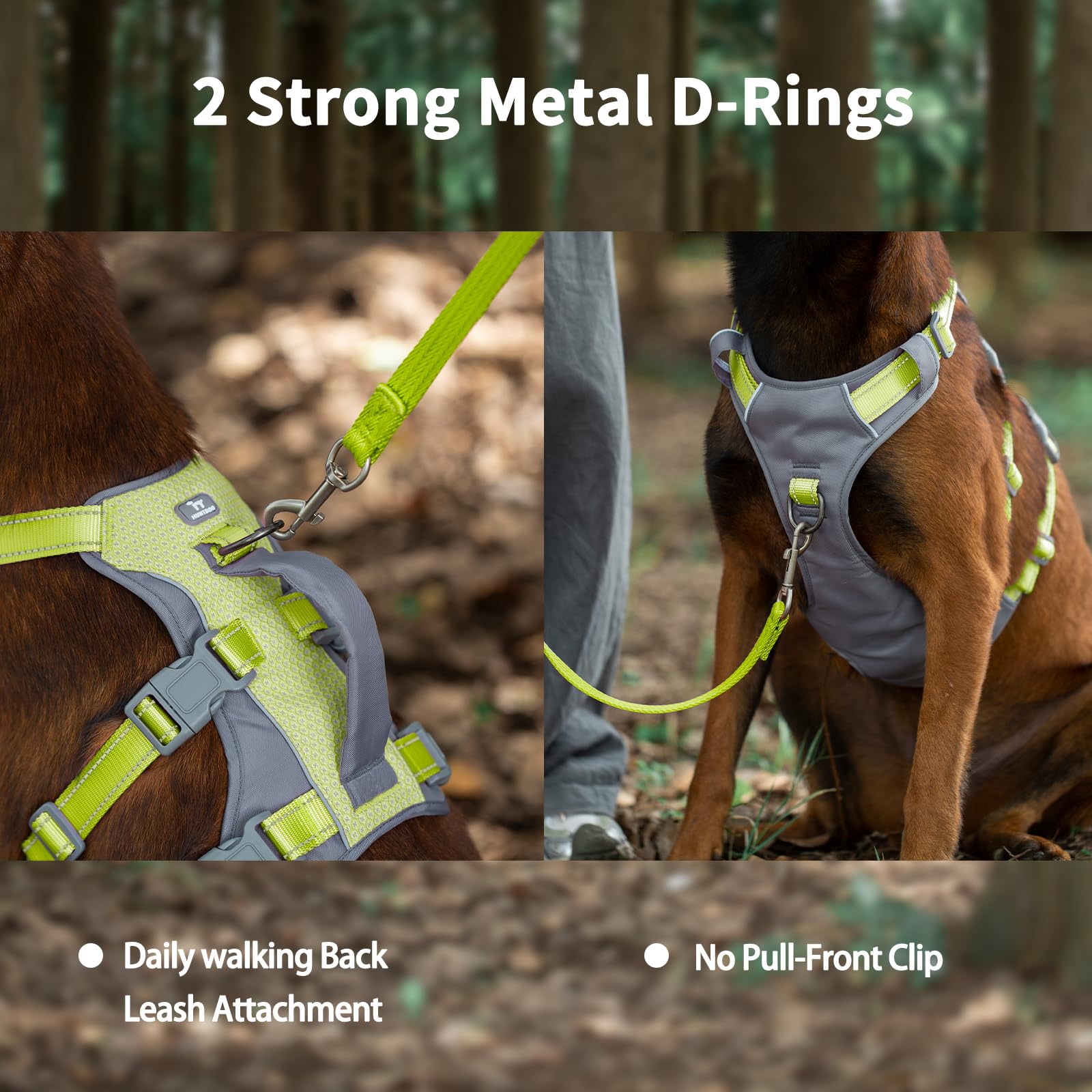 Huntboo Reflective Dog Harness With Handle, Escape Proof, No Slip, Breathable, Lightweight, Adjustable Lift Harness For Small, M