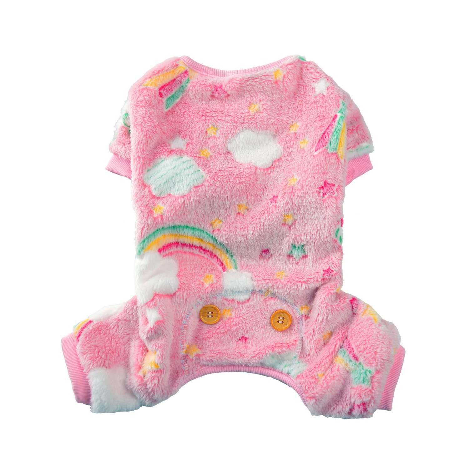 Maigllra Plush Dog Pajamas Glow In The Dark Dog Jumpsuit 4 Legged Onesie For Small Medium Large Dog, Pink Rainbow Xl