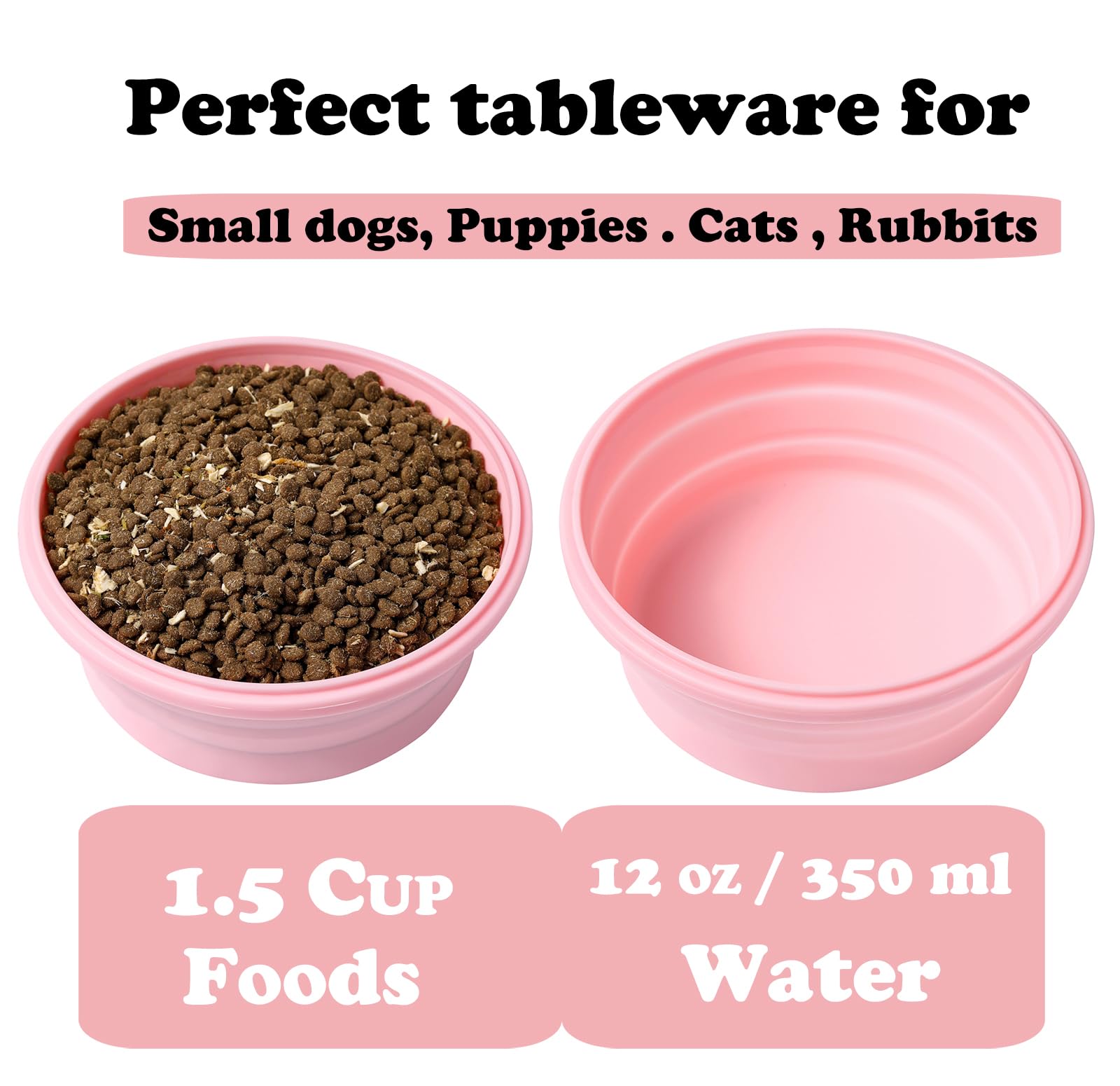 Joyinjojo Collapsible Dog Bowls with Lids, 2 Pack Portable Travel Dog Bowls for Small Medium Large Dogs, Silicone Foldable Outdo