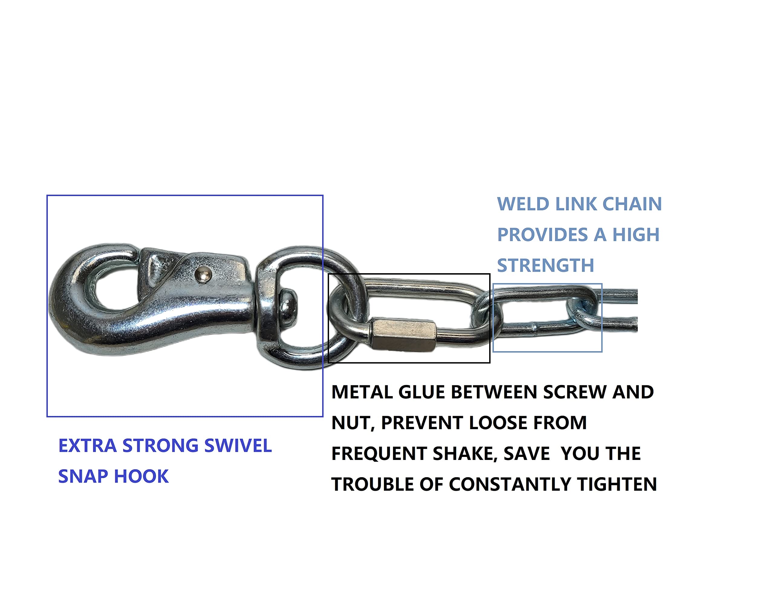 Heavy Duty Dog Runner Chain, Dog Tie Out, For Medium To Large Dogs, Weld Steel Chain, Dog Leash Chain, 520Lbs Capacity, For Dogs Up To 85Lbs (10Ft) Silver