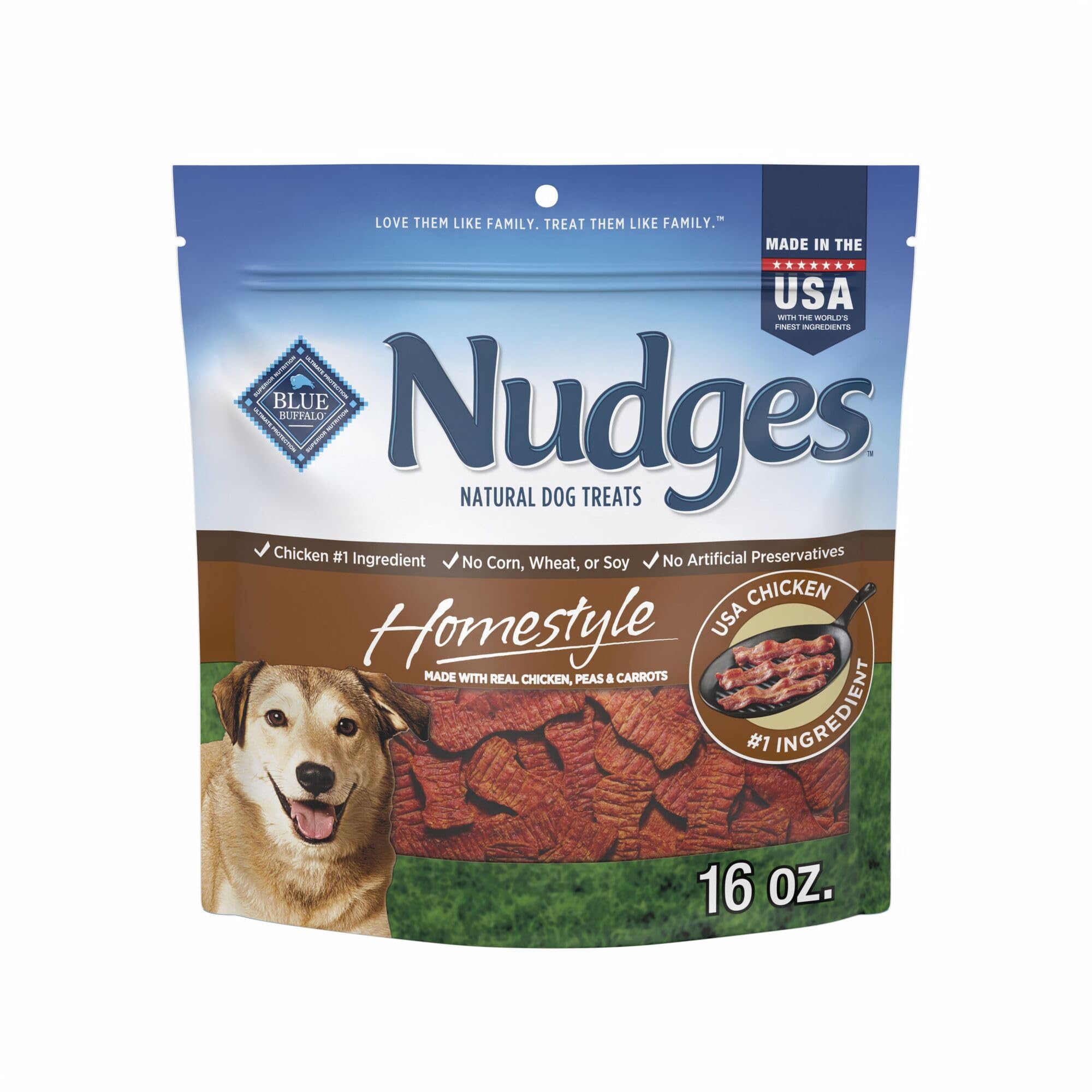 Blue Buffalo Nudges Homestyle Natural Dog Treats Chicken and Bacon Bag