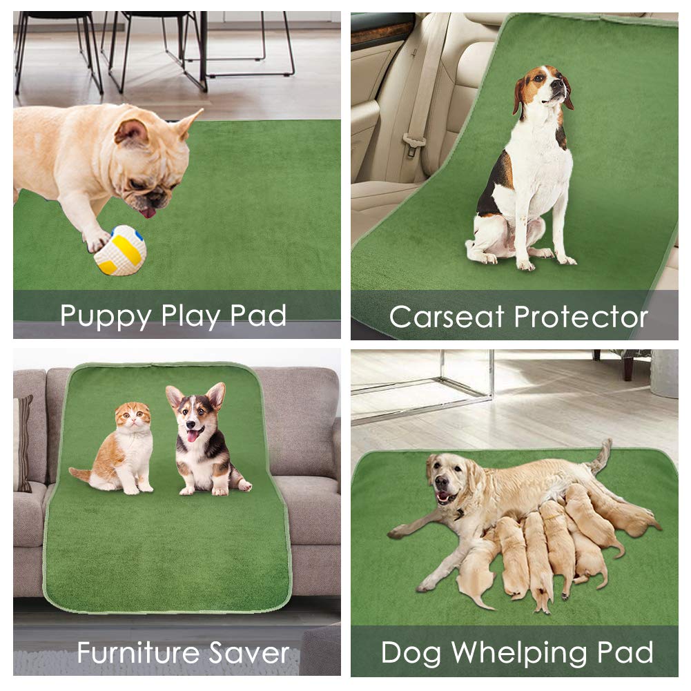 ULIGOTA Extra Large Reusable Dog Pee Pads 65x48 Washable Grass Green Puppy Training Mat for Playpen
