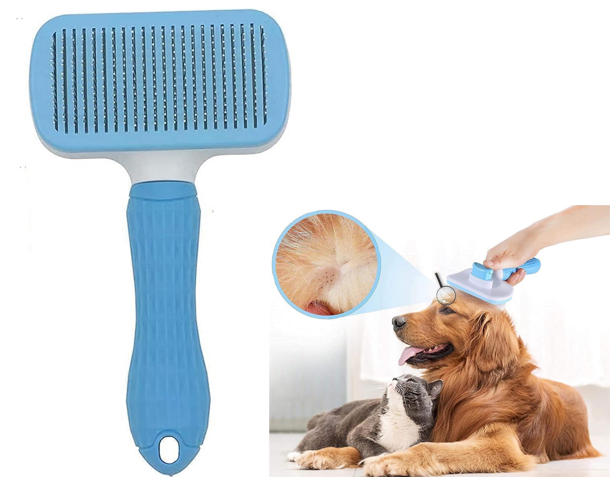 Gopinath Autolink Slicker Dog Comb Brush Pet Grooming Brush Daily Use To Clean Loose Fur & Dirt Great For Dogs And Cats With Med