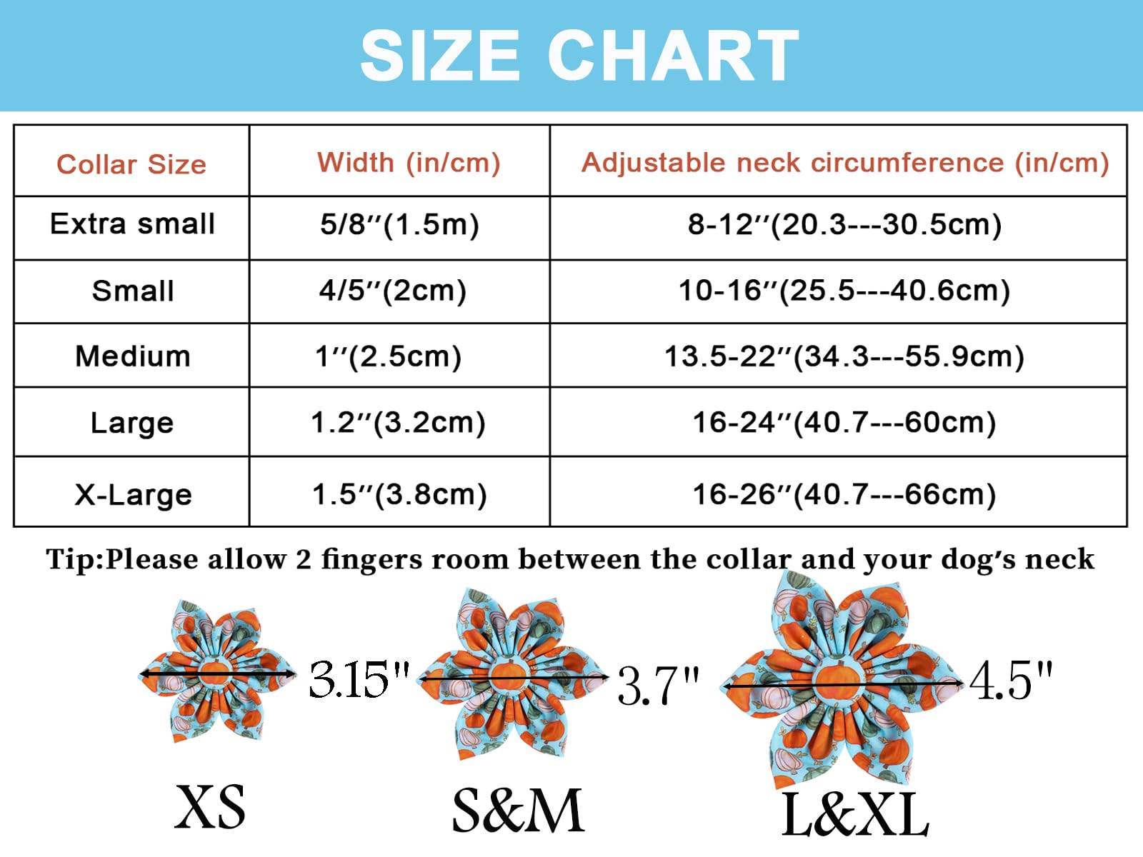 Aring Pet Halloween Dog Collar Cotton Pumpkin Dog Collar With Flower, Adjustable Blue Pumpkin Pet Collars Girl Puppy Collars With Metal Buckle