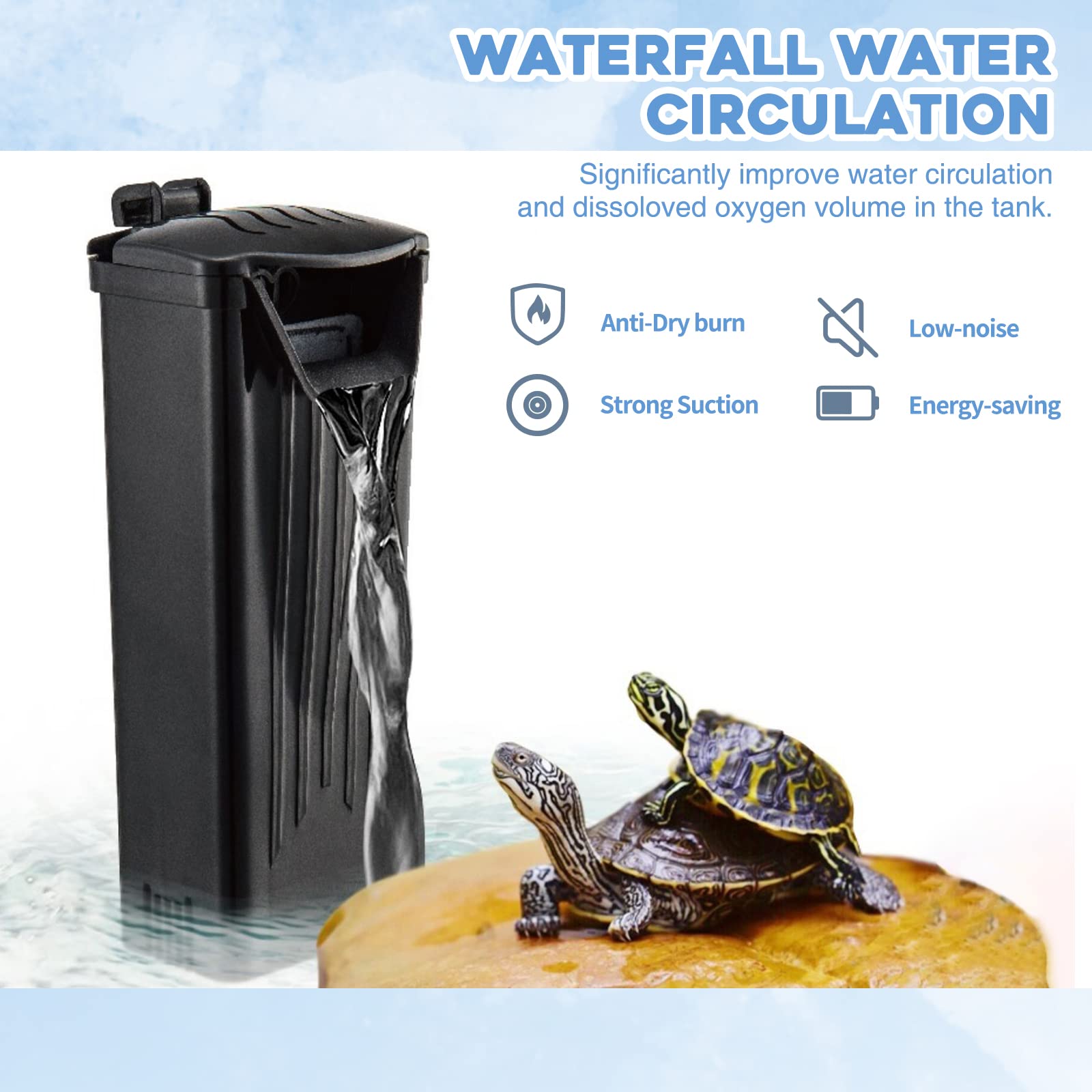 Moonorange Aquarium Filter(3.5W), Fish Tank Filter, Turtle Tank Filter, Low-Water Filter For Small Fish Tank, Reptile Tank Up To