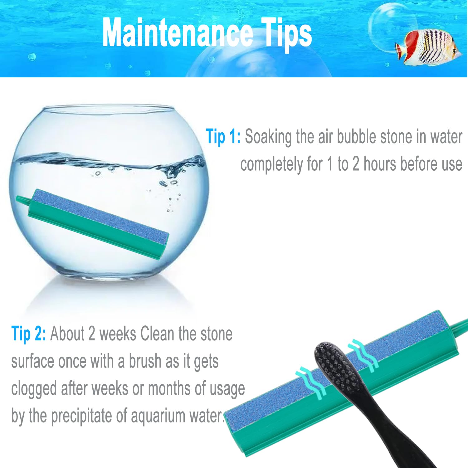 Dekago 🔥 4 Inch Aquarium Air Stone Bar - 5 Pcs Bubble Release Mineral Airstones For Pumps For Your Fish Tank Oxygenation Needs