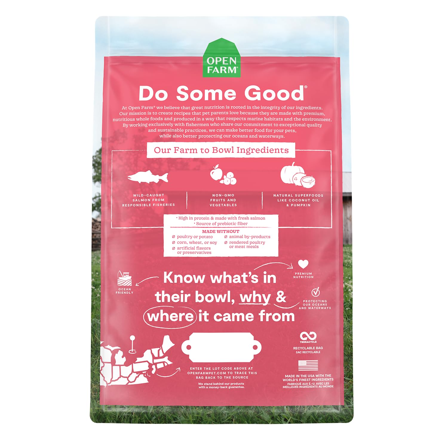 Open Farm Wild-Caught Salmon Grain-Free Dry Cat Food, Responsibly Sourced Pacific Salmon Recipe with Non-GMO Superfoods and No A