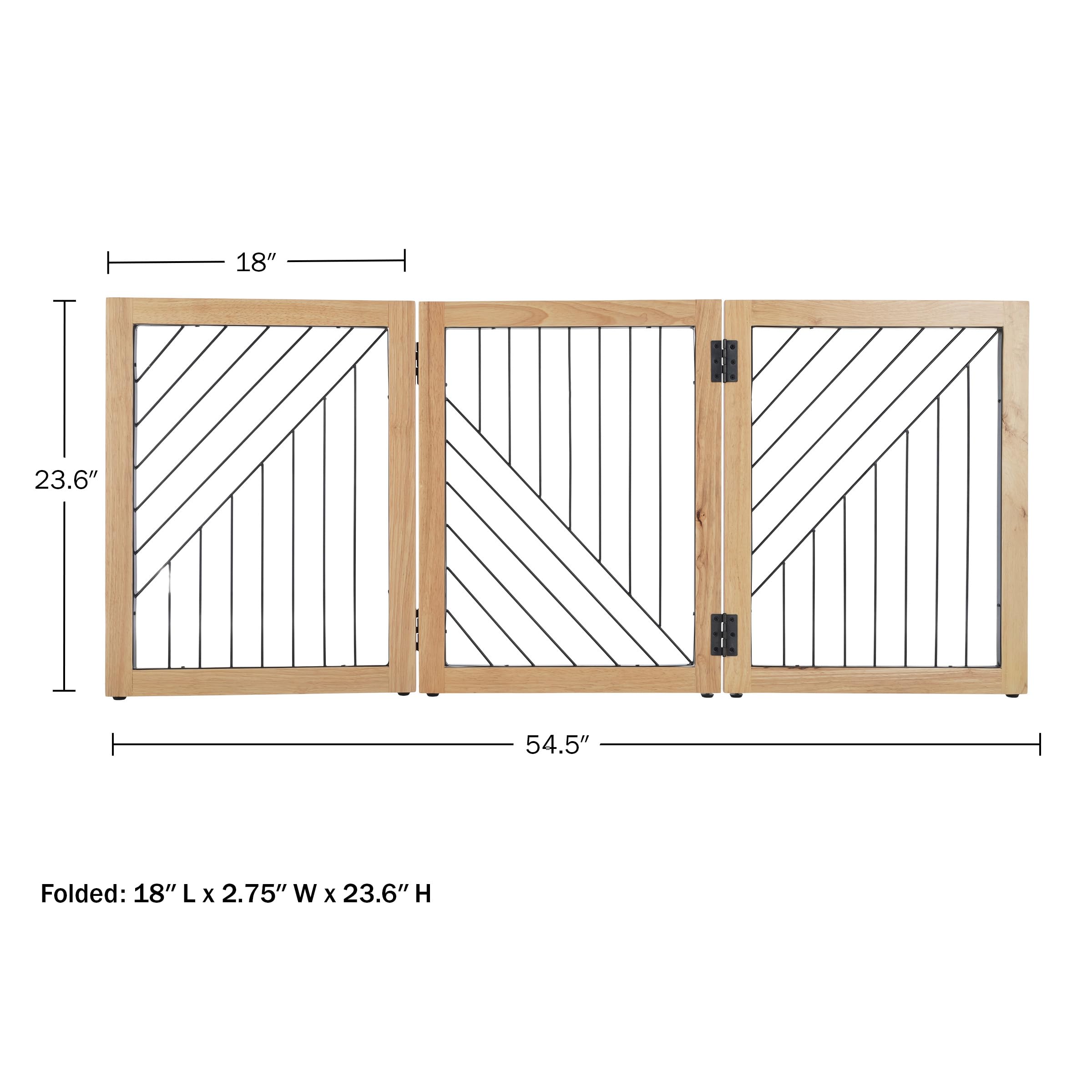 Pet Gate - 3-Panel Indoor Folding Dog Gate For Stairs Or Doorways - 54X24-Inch Freestanding Pet Fence For Cats And Dogs By Petmaker (Natural)