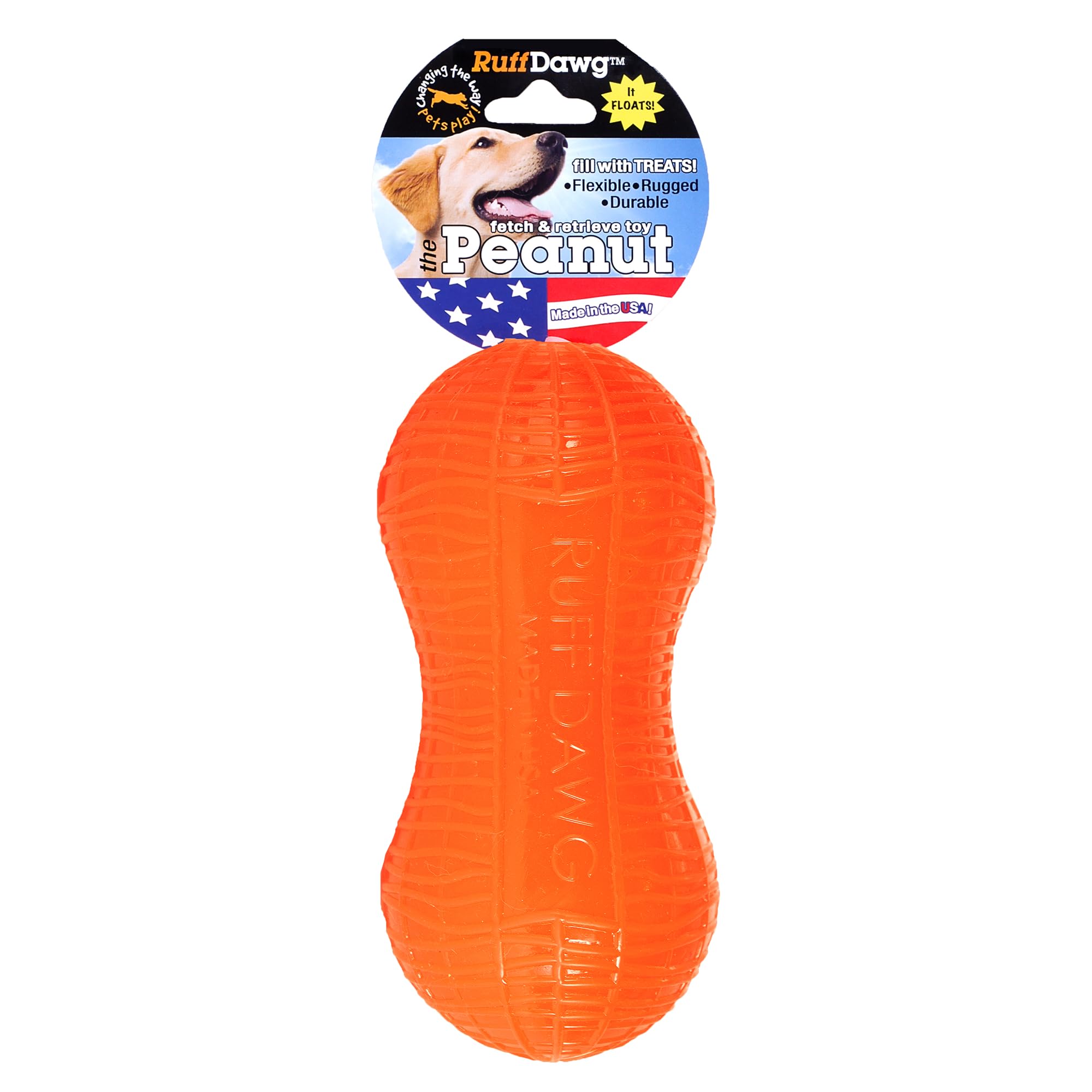 Ruff Dawg Peanut - Floating, Bouncy Fetch Toy for Medium to Large Dogs - Treat-Fillable & Interactive for Outdoor Play, Teething