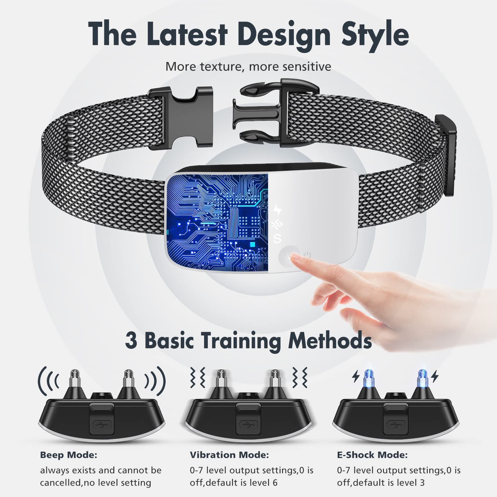Nbju Bark Collar For Dogs,Rechargeable Anti Barking Training Collar With 7 Adjustable Sensitivity And Intensity Beep Vibration For Small Medium Large Dogs (White)