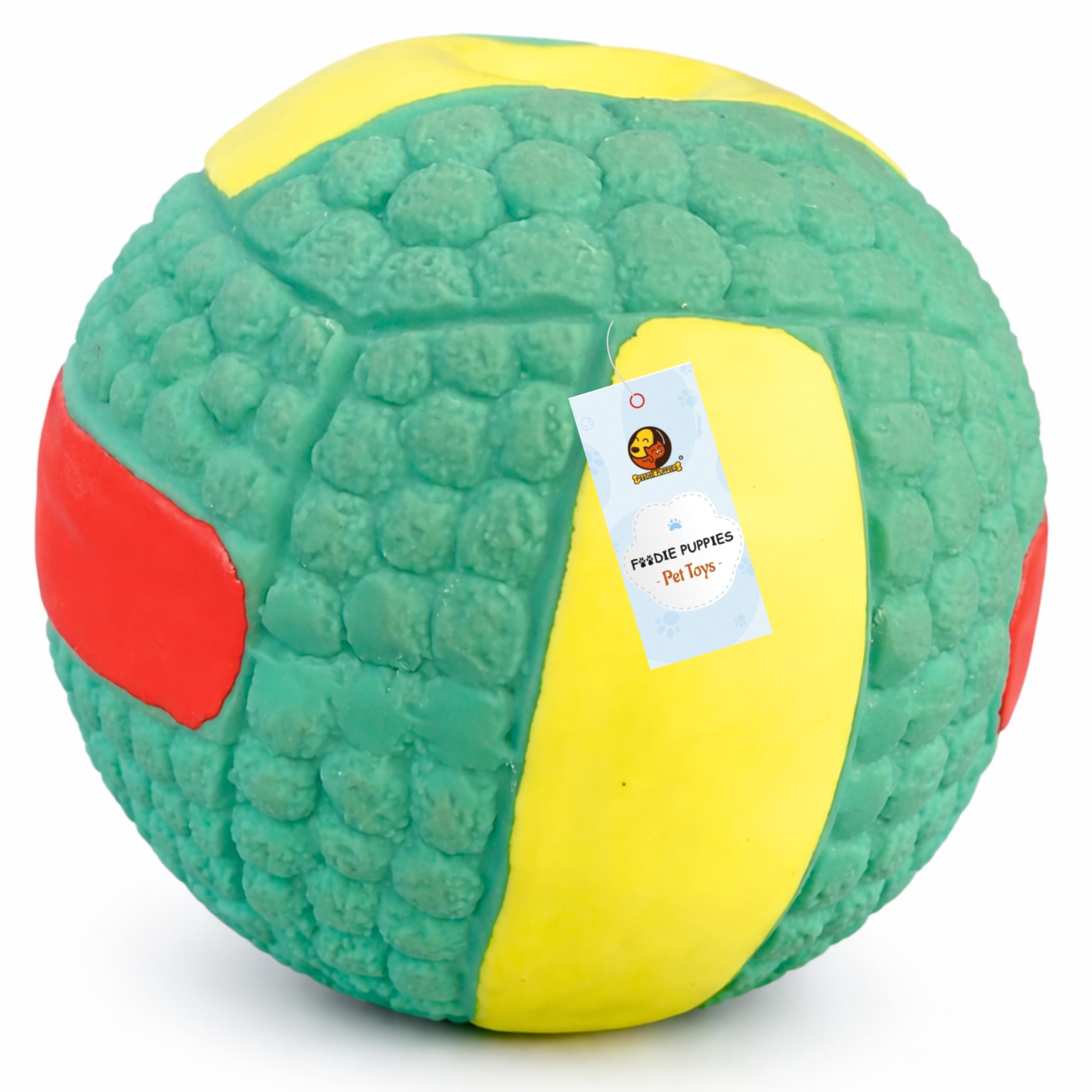 Foodie Puppies Natural Latex Rubber Squeaky Volley Ball Dog Toy  (Green, Large) | Small, Medium Dogs & Puppy | Durable, Fetch &