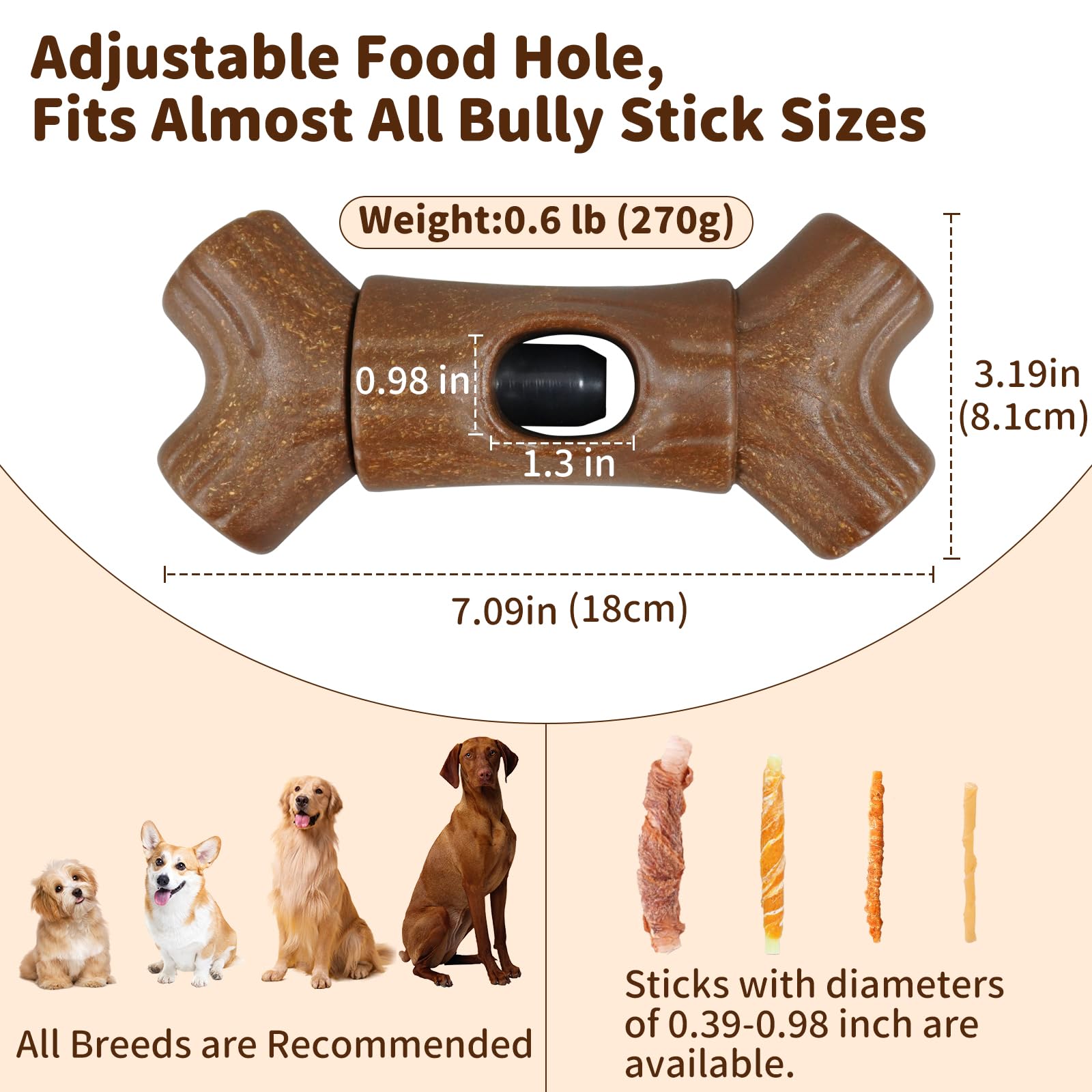 Joybruko Bully Stick Holder For Dogs - For Aggressive Chewers Treat Chew Holder, Heavy Duty Yak Chew Toy Nylon Bone, Prevent Cho
