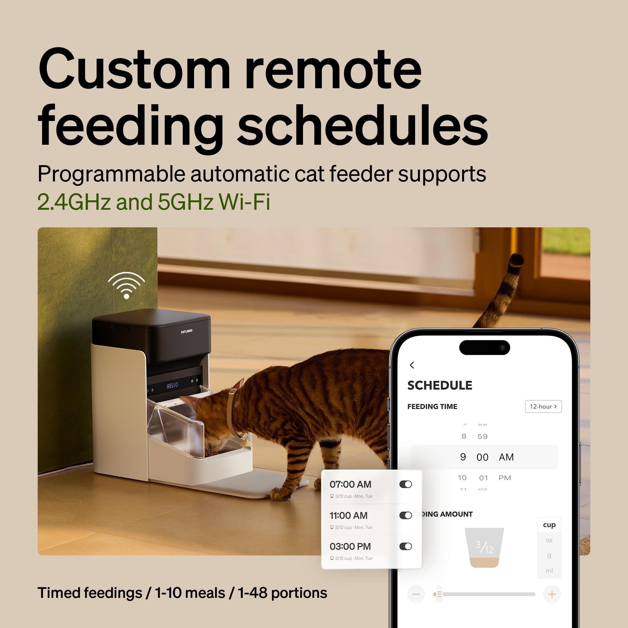 PETLIBRO RFID Automatic Cat Feeder, Collar Sensor-Activated Personalized Meals, Cats Recognition & Diet Tracking for Multi-Pet H