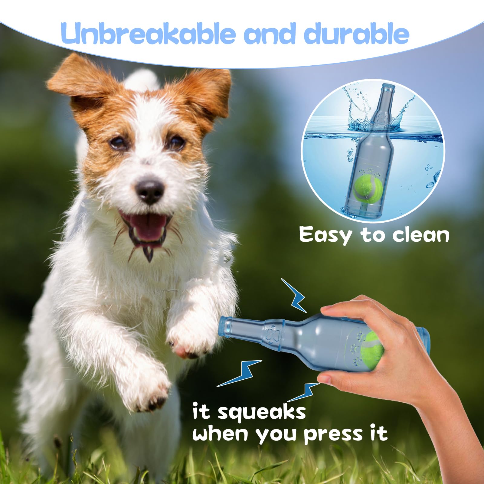 Metionc Dog Toys For Aggressive Chewers,Rubber Bottle Dog Toy Contains Tennis Ball,Indestructible Dog Toys For Large Dogs, Durab