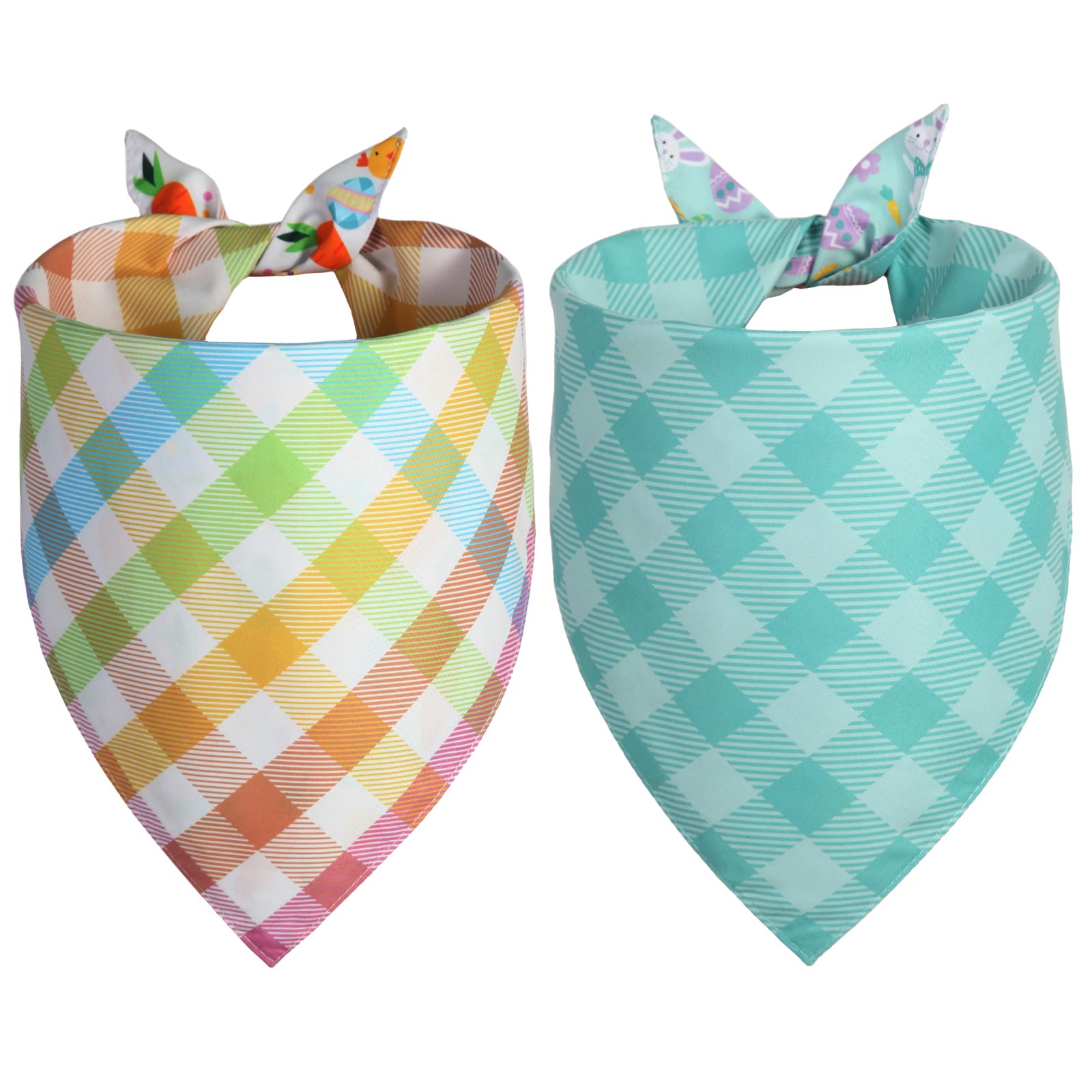 Ququle Easter Dog Bandana Xlarge 2Pcs, Colorful Scarf For Boy And Girl, Durable Triangle Reversible Bibs Handkerchief For Puppy