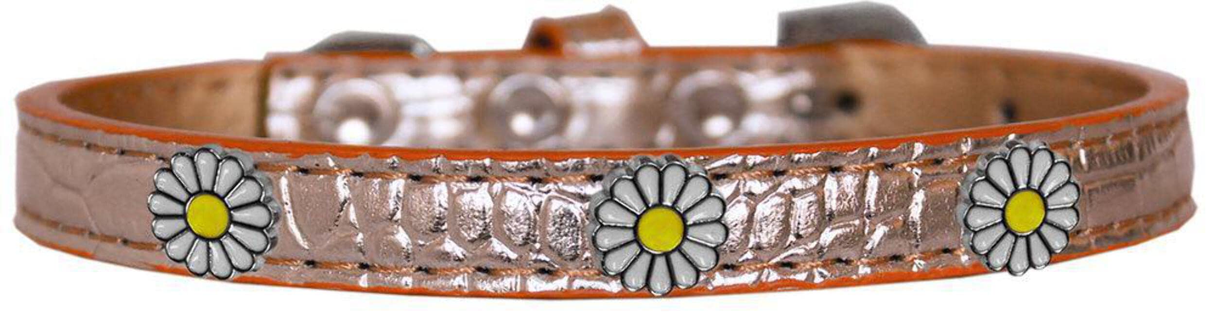Dog, Puppy & Pet Designer Croc Widget Collar, "White Daisies" Purple 12