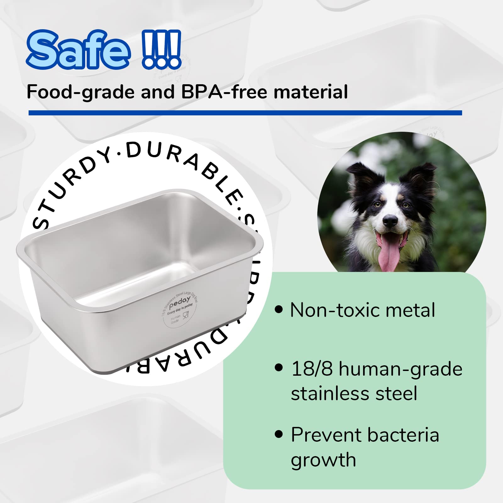 PEDAY 2.64 Gallon Dog Water Bowl with Nonslip Bottom, Human Grade, 18/8 Stainless Steel