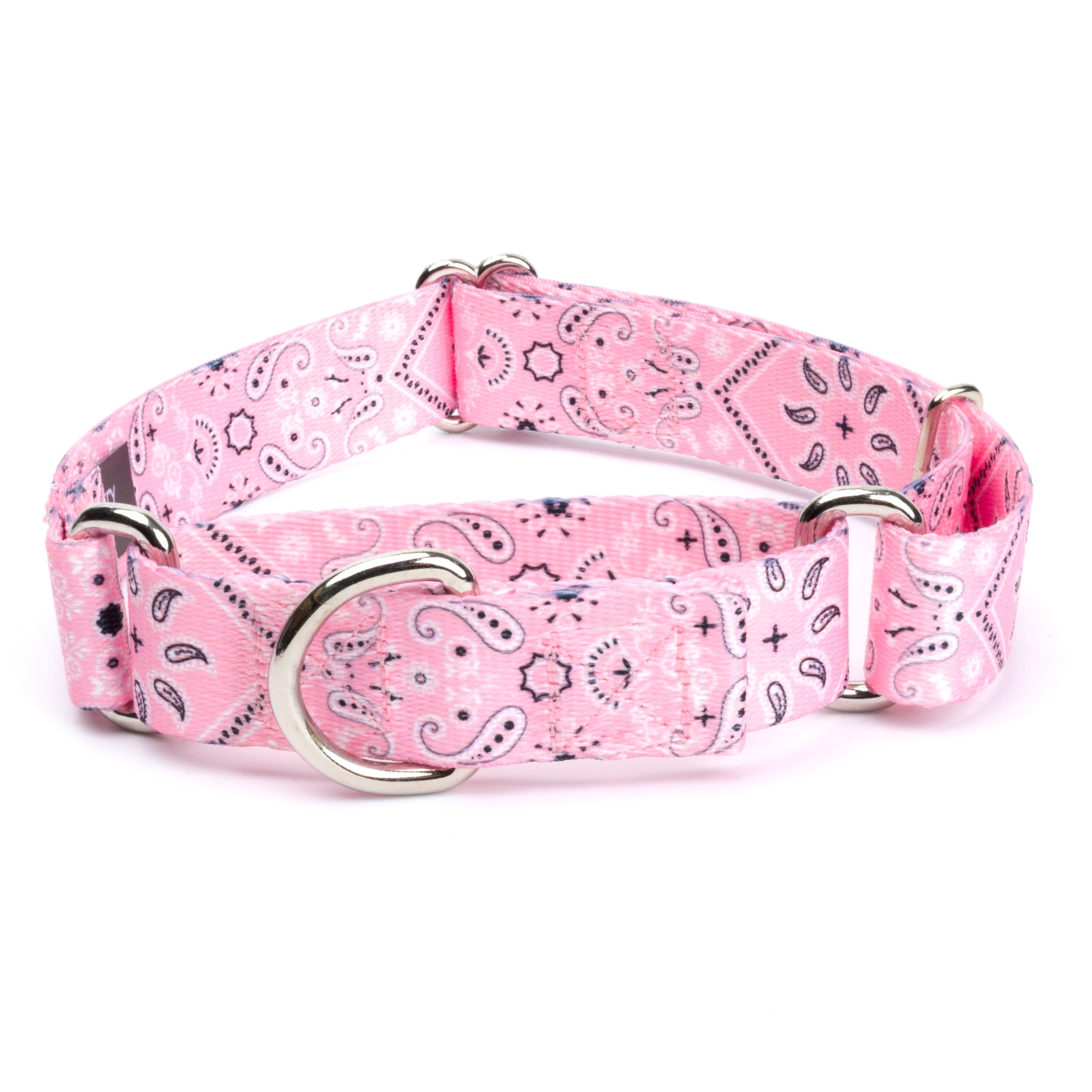 Country Brook Petz - Pink Bandana Martingale Dog Collar - Country And Western Collection Featuring Rustic Designs (1/2 Inch, Ext