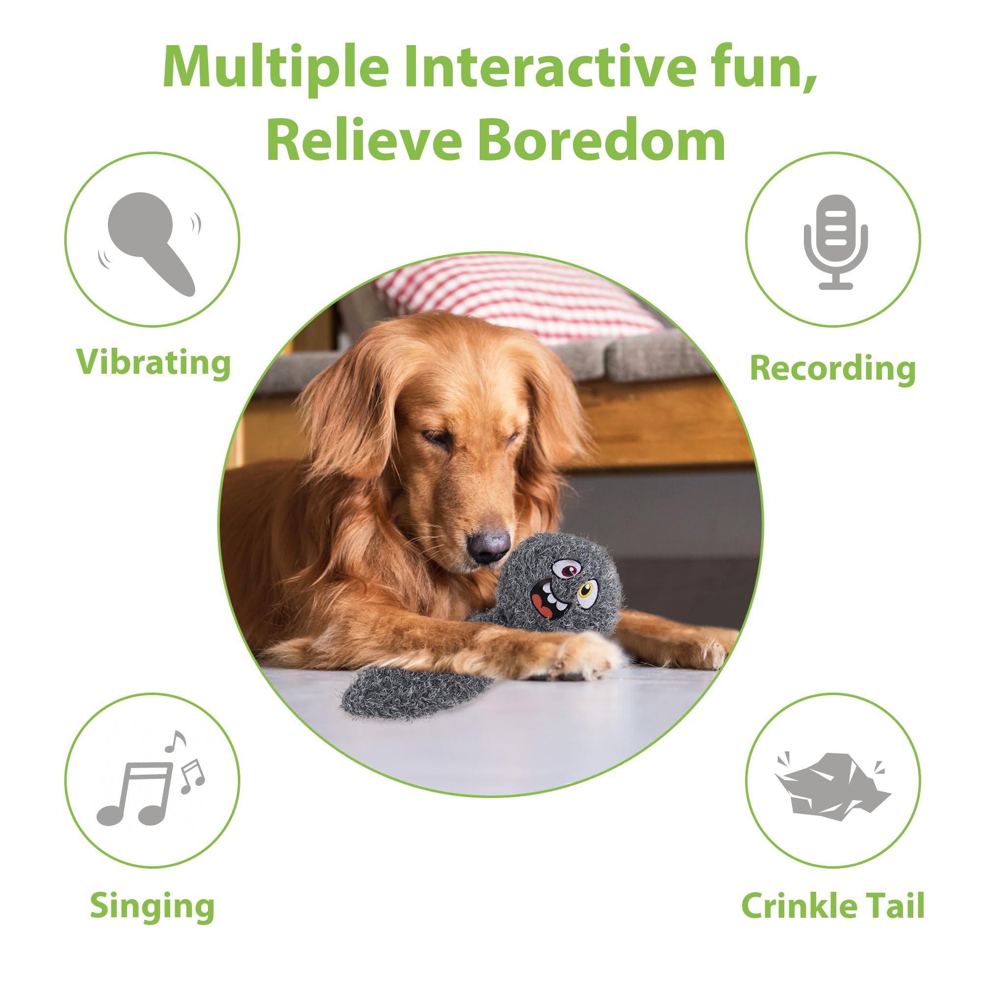 Petgeek Interactive Dog Ball, Squeaky Toys With Music And Recording, Rechargeable Vibrating Dog Ball For Small/Medium/Large Dogs