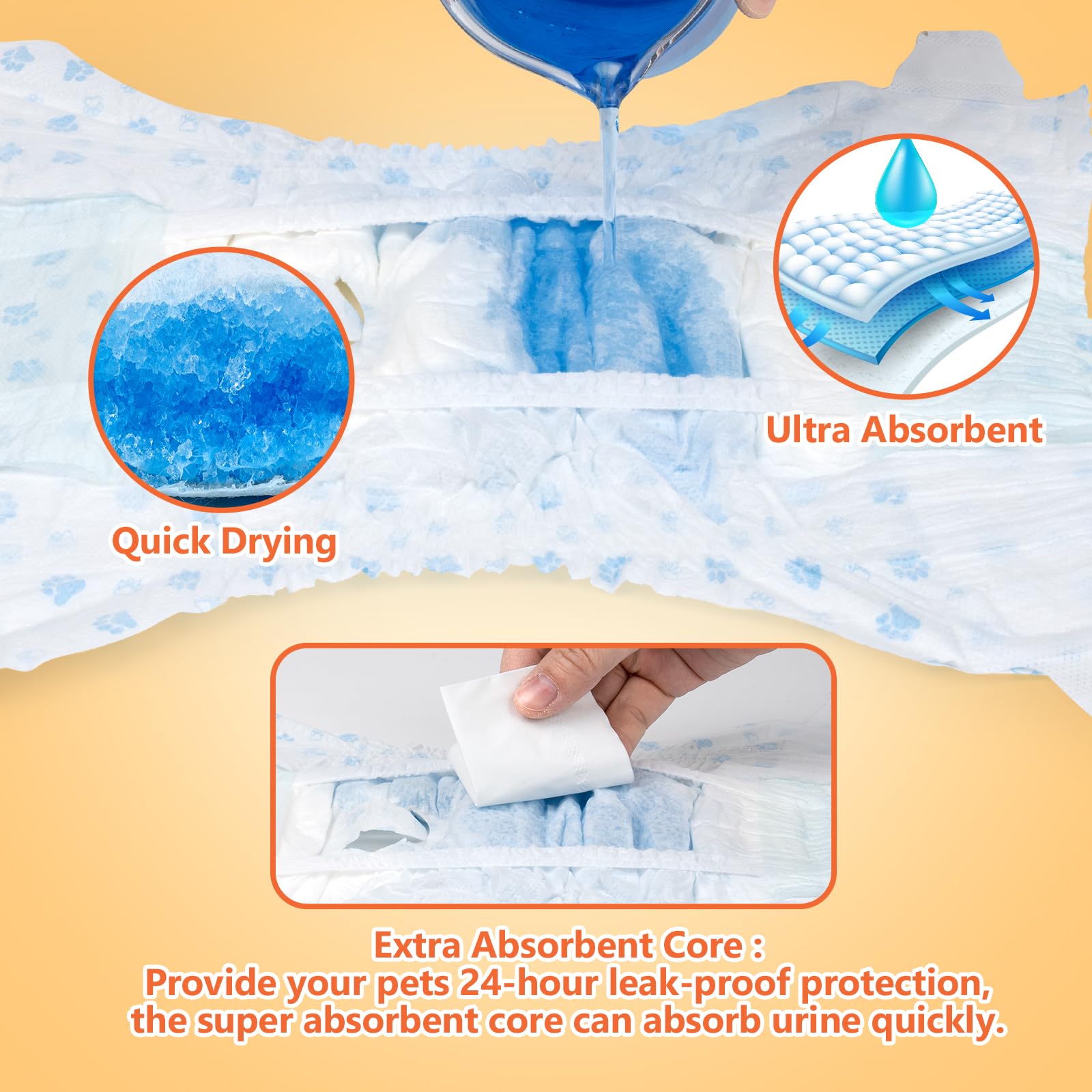 Pet Soft Disposable Dog Diapers for Females - 12pcs X-Small, Mixed Color, Model WOW-WIPE300