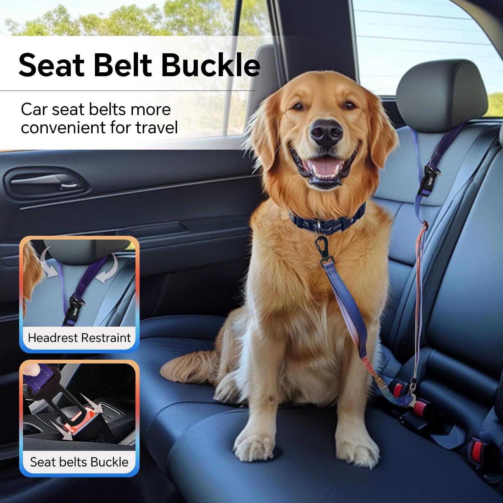 Qqpets Hands Free Dog Leash, Adjustable Waist Leash For Dog Walking, Versatile Crossbody Bungee Dog Running Leash With Car Seat