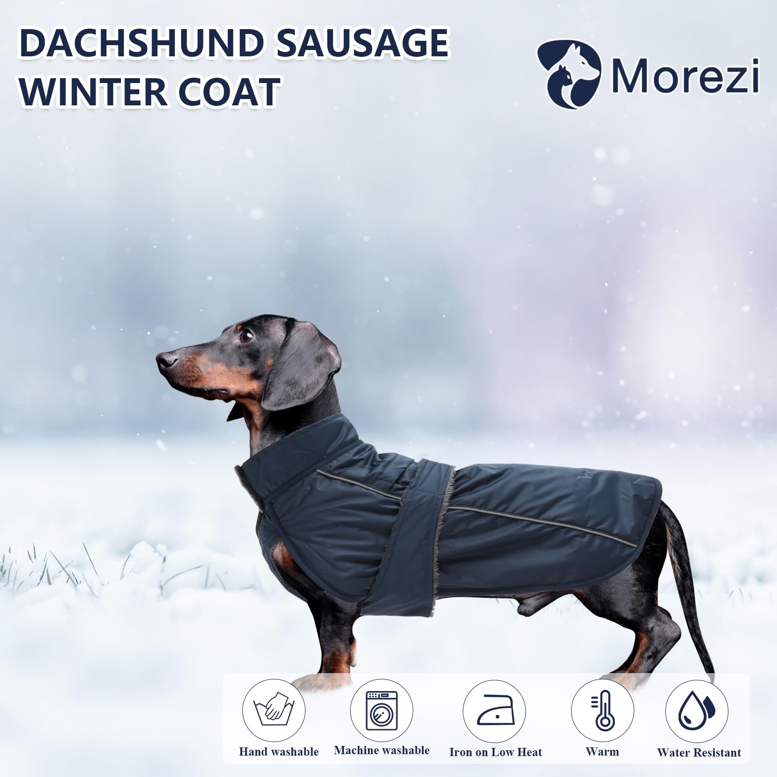 Dachshund Coat Waterproof, Perfect For Dachshund Sausage, Puppy Winter Jacket With Padded Fleece Lining, Dog Clothing With Bands