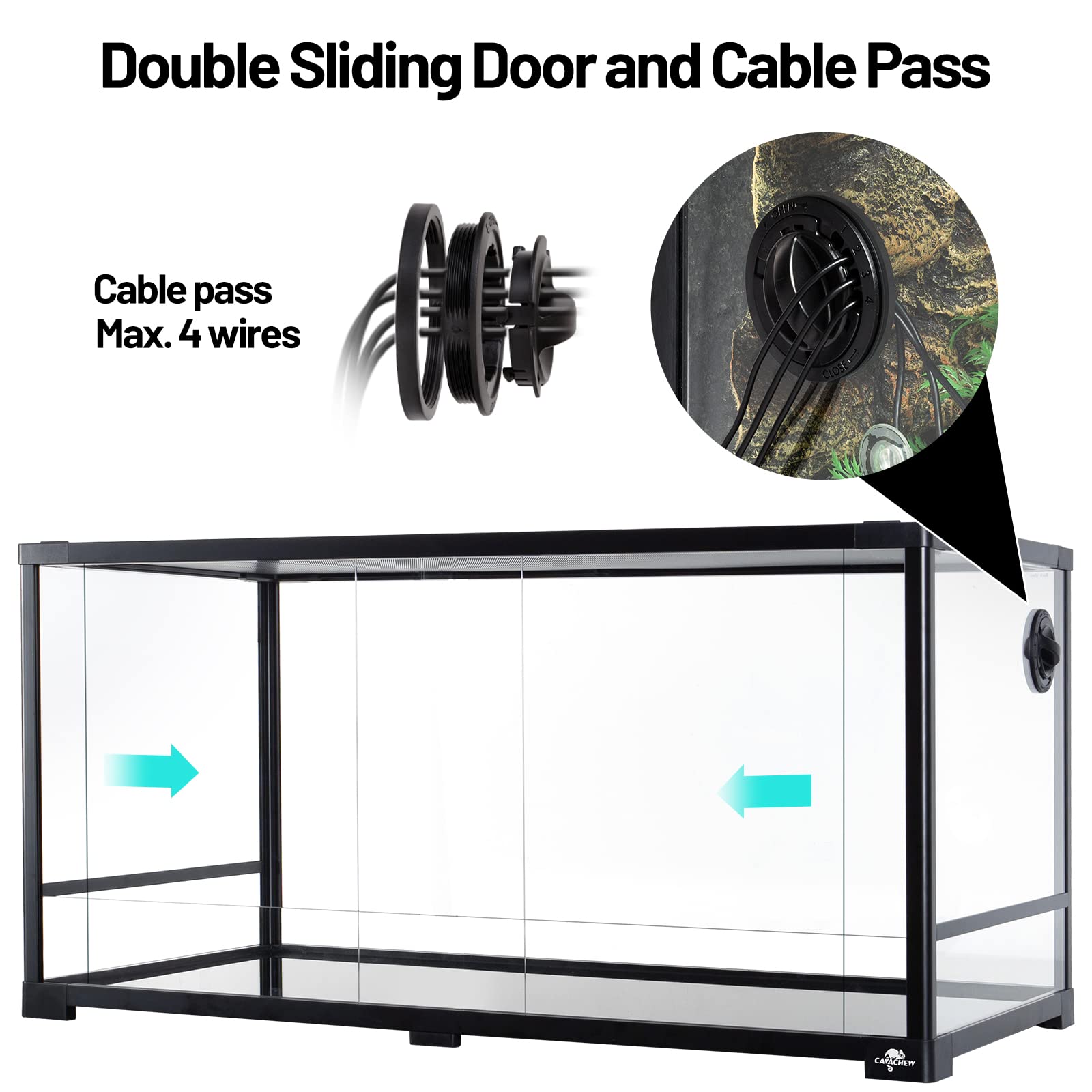 Cavachew 50 Gallon Reptile Tank, Glass Reptiles Terrarium 36 X 18 X 18, Sliding Door, Top Ventilation, Cable Pass, Humidif