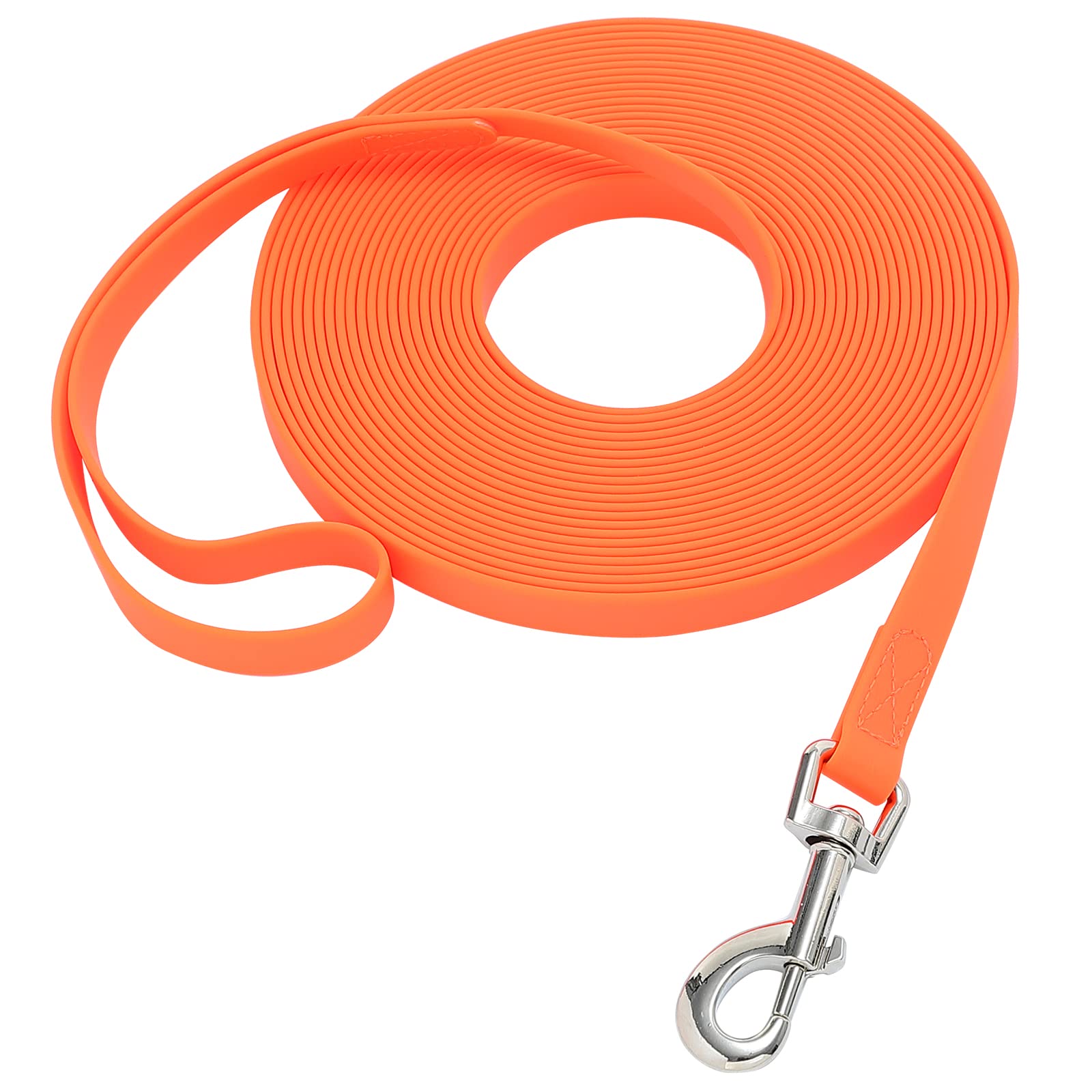 Waterproof Long Leash Durable Dog Recall Training Lead Great For Outdoor Hiking, Training, Yard, Beach And Swimming (Orange, 10F